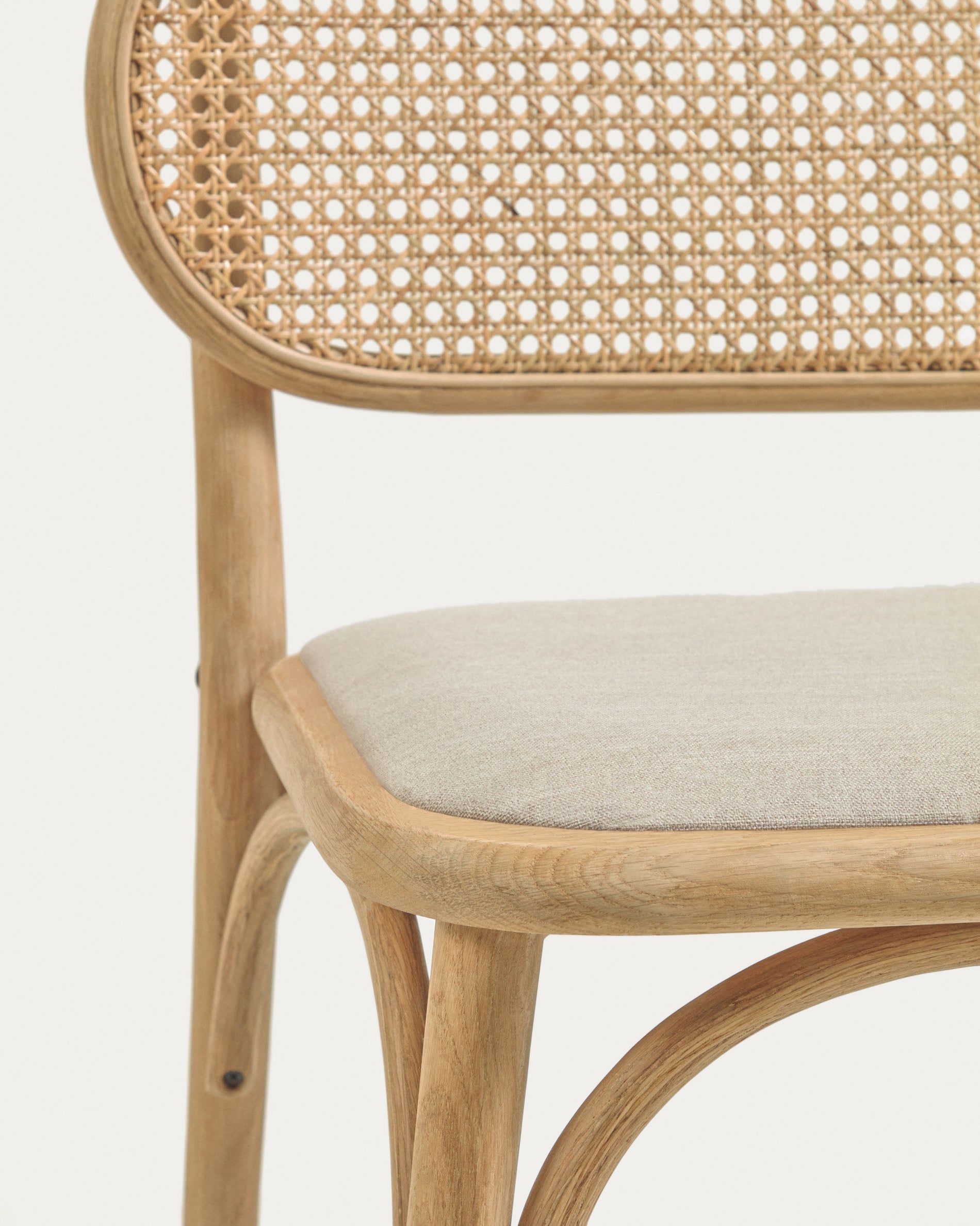 Doriane solid oak chair with natural finish and upholstered seat FSC Mix Credit - Detail