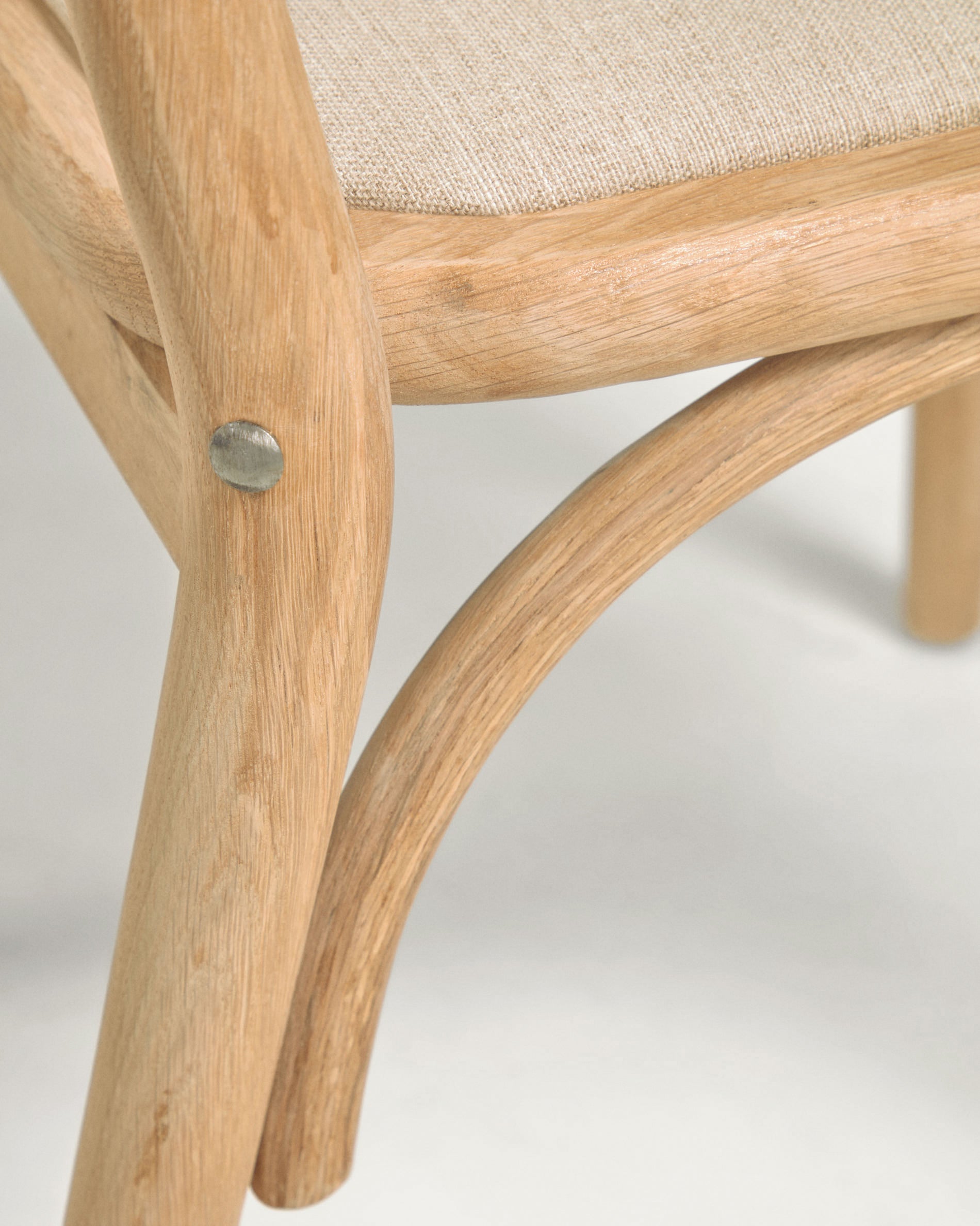 Doriane solid oak chair with natural finish and upholstered seat FSC Mix Credit - Detail