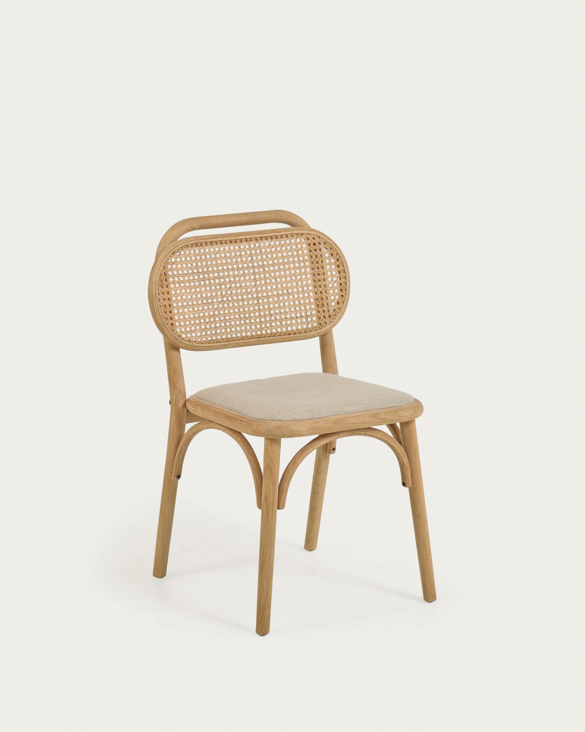 Doriane solid oak chair with natural finish and upholstered seat FSC Mix Credit - Product View