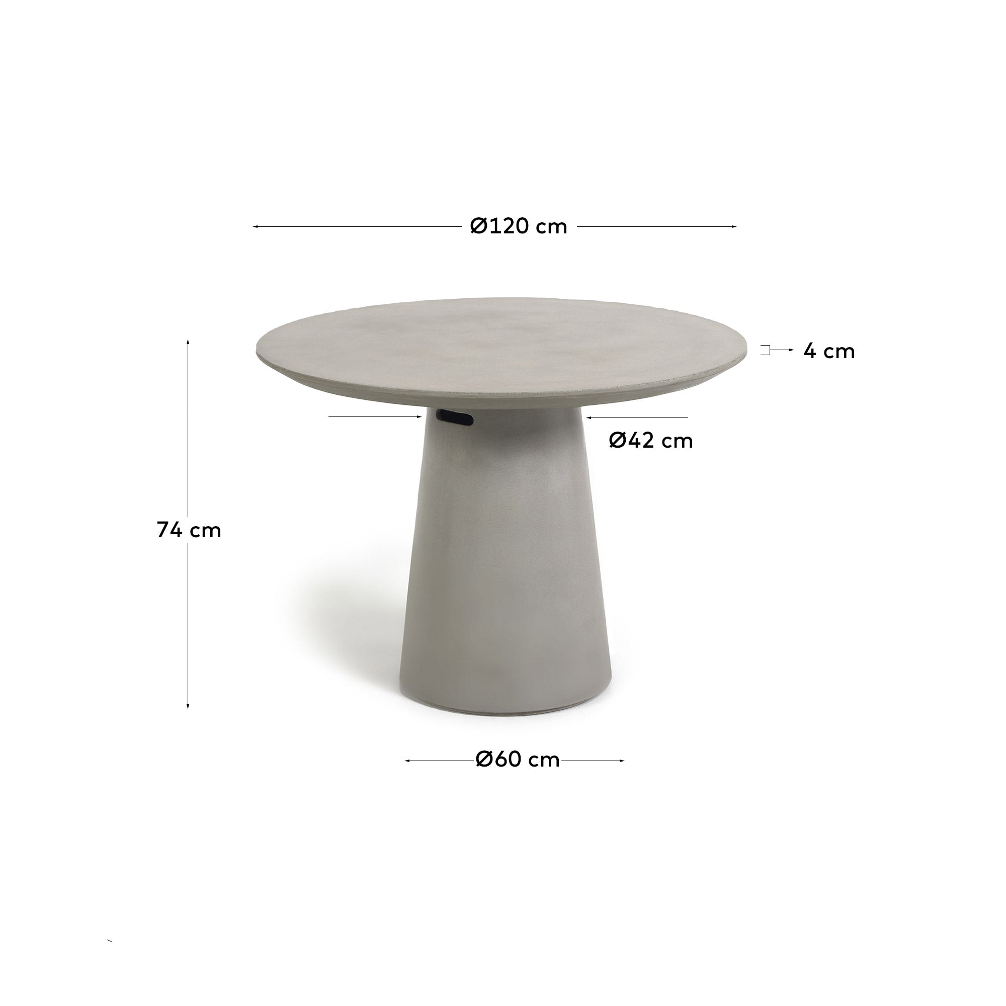 Itai outdoor round cement table, Ø 120 cm - Measurements
