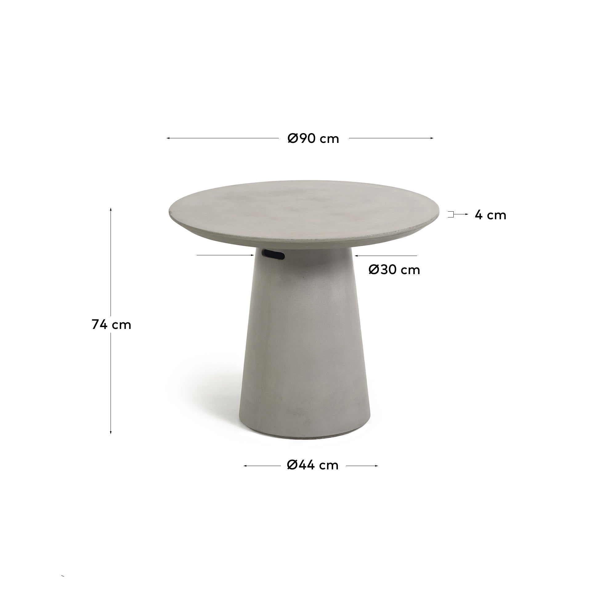 Itai outdoor round cement table, Ø 90 cm - Measurements