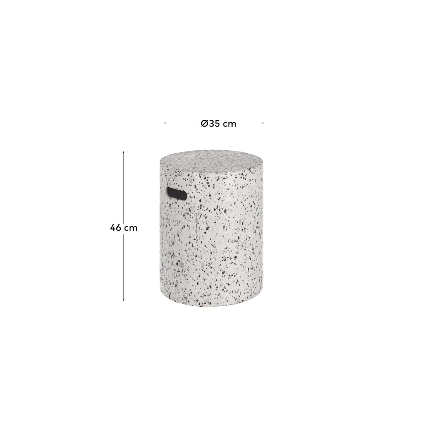 Jenell outdoor terrazzo footrest in white, Ø 35 cm - Measurements