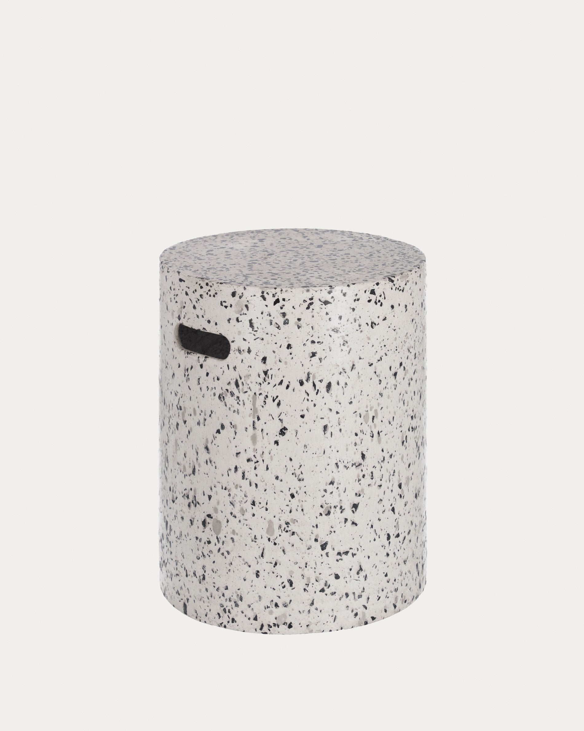 Jenell outdoor terrazzo footrest in white, Ø 35 cm - Product View