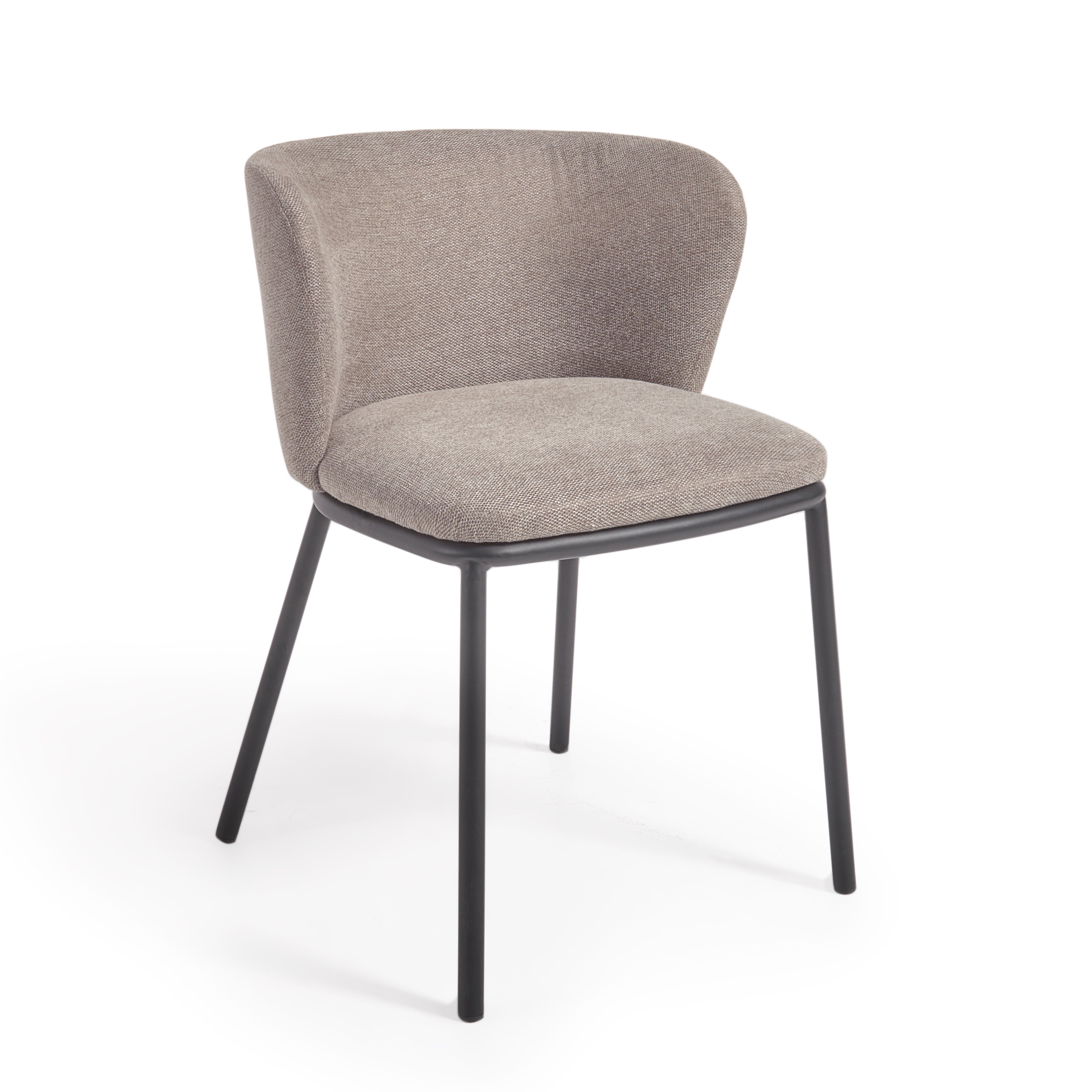 Ciselia chair in light brown chenille and steel legs with black finish FSC Mix Credit - Product Image