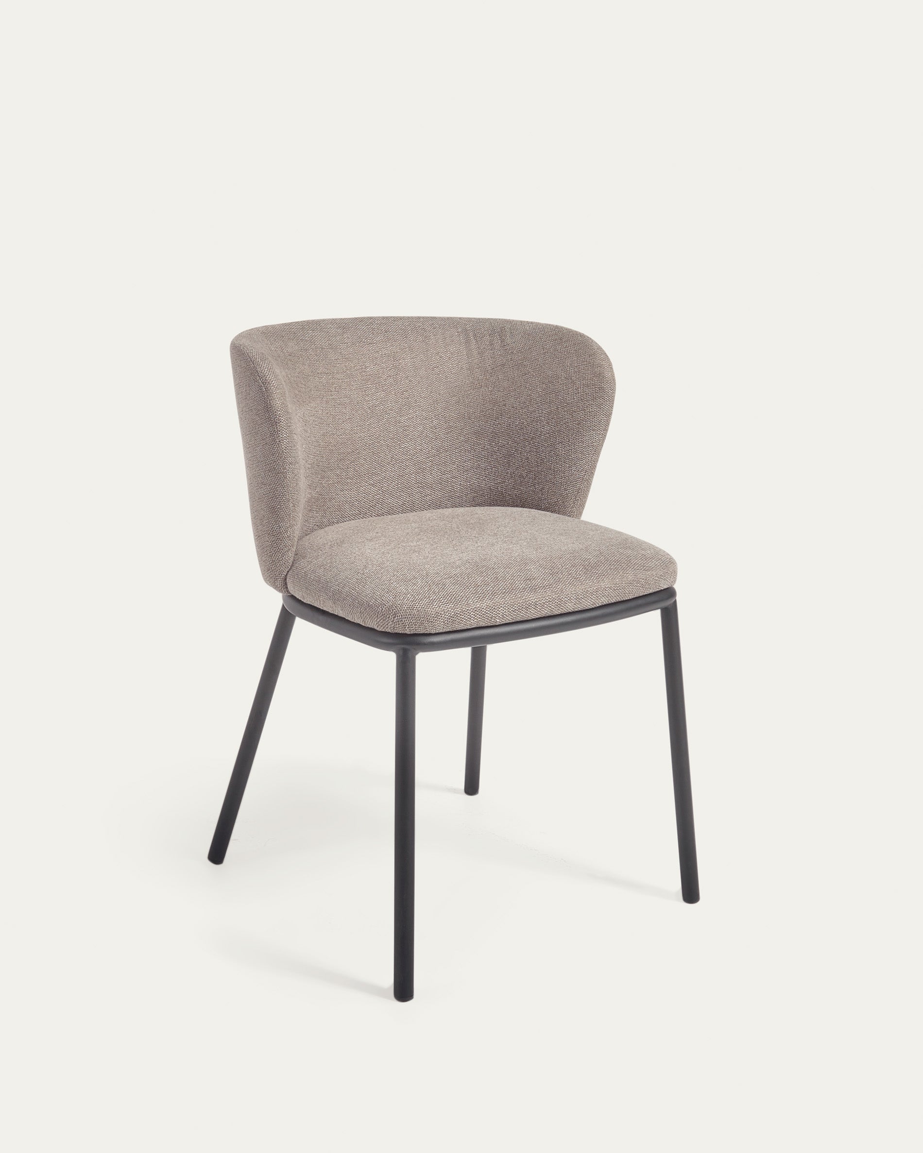 Ciselia chair in light brown chenille and steel legs with black finish FSC Mix Credit - Product View