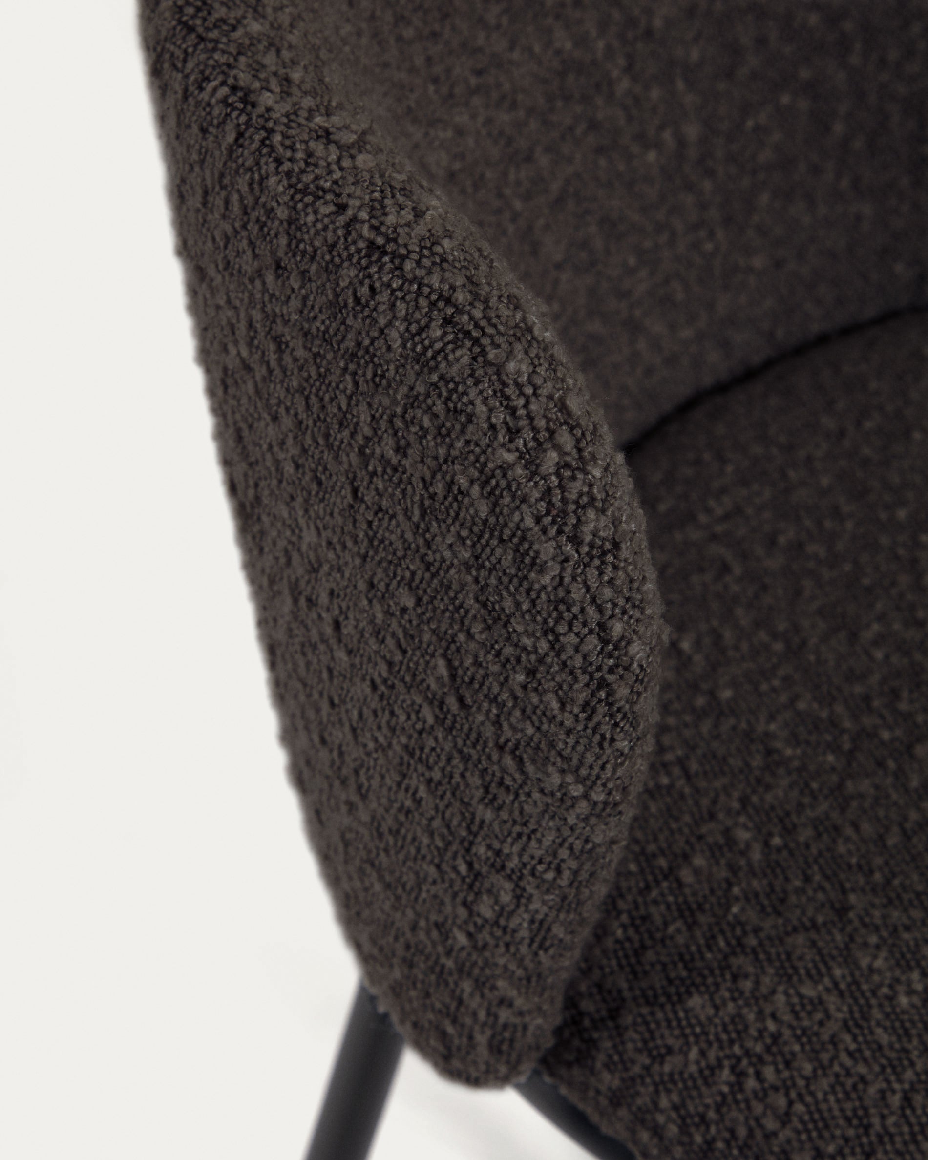 Ciselia stool with black bouclé and black steel legs, height 65 cm FSC Mix Credit - Detail