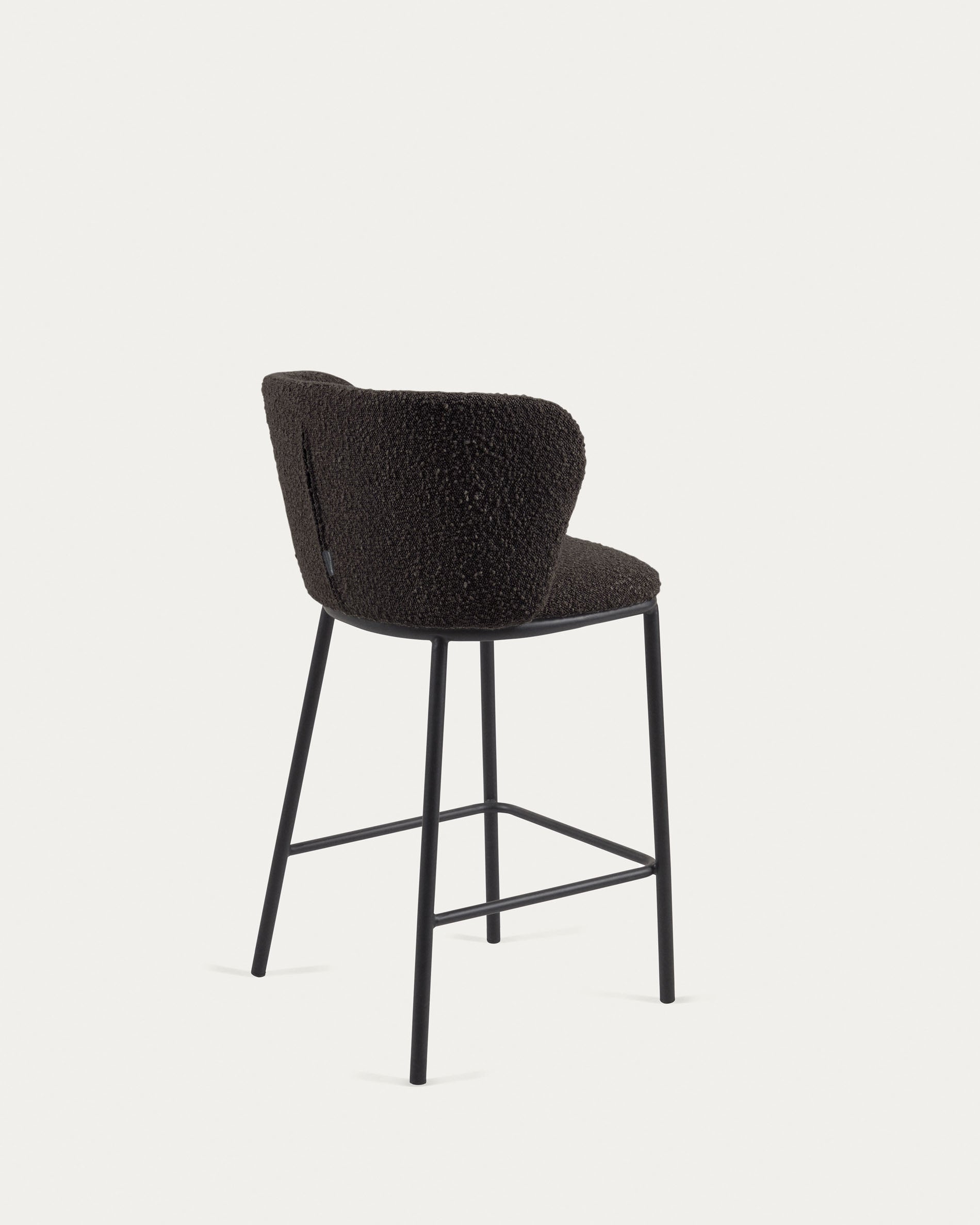 Ciselia stool with black bouclé and black steel legs, height 65 cm FSC Mix Credit - Product View