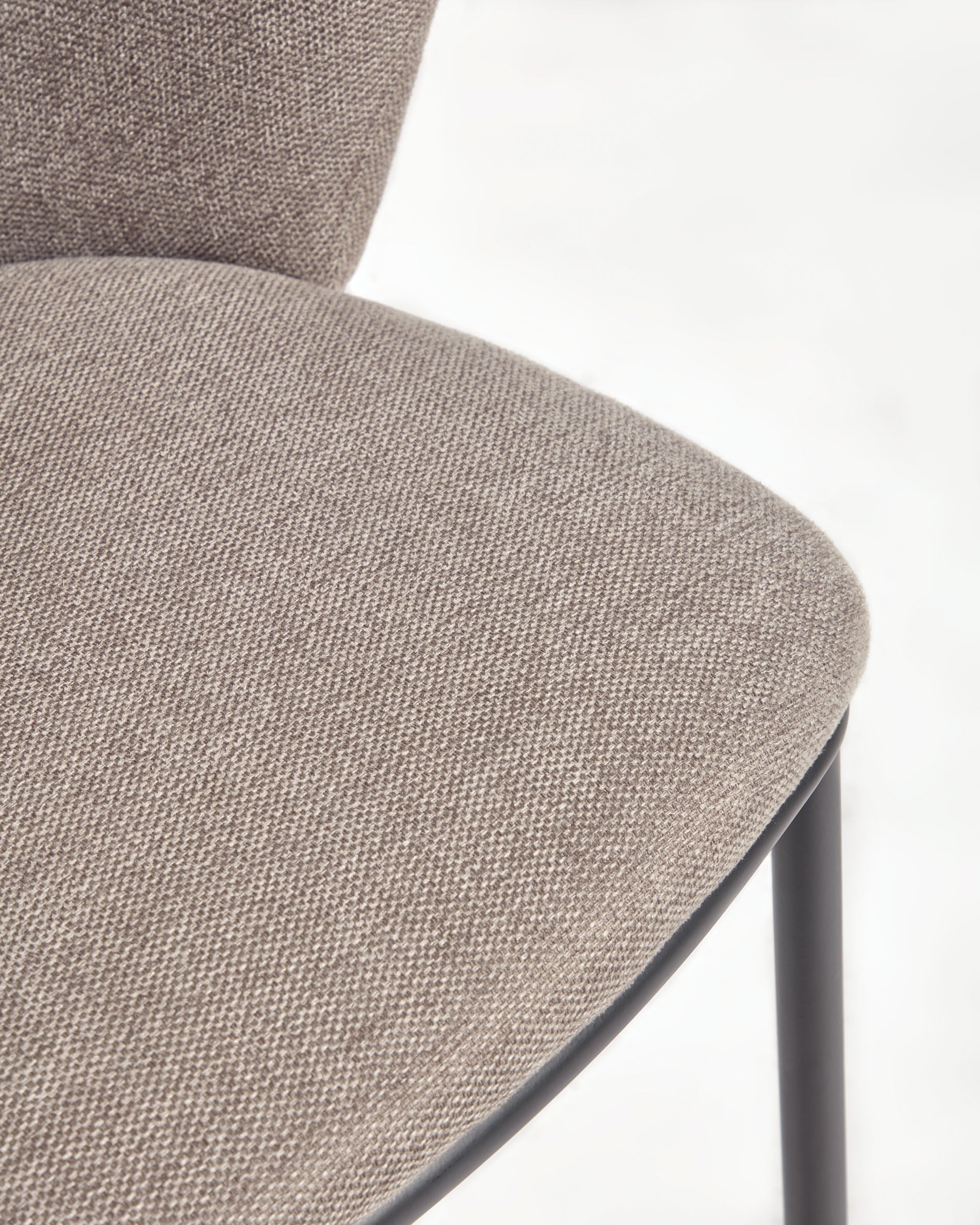 Ciselia stool in brown chenille with steel legs in black, 65 cm height FSC Mix Credit - Detail