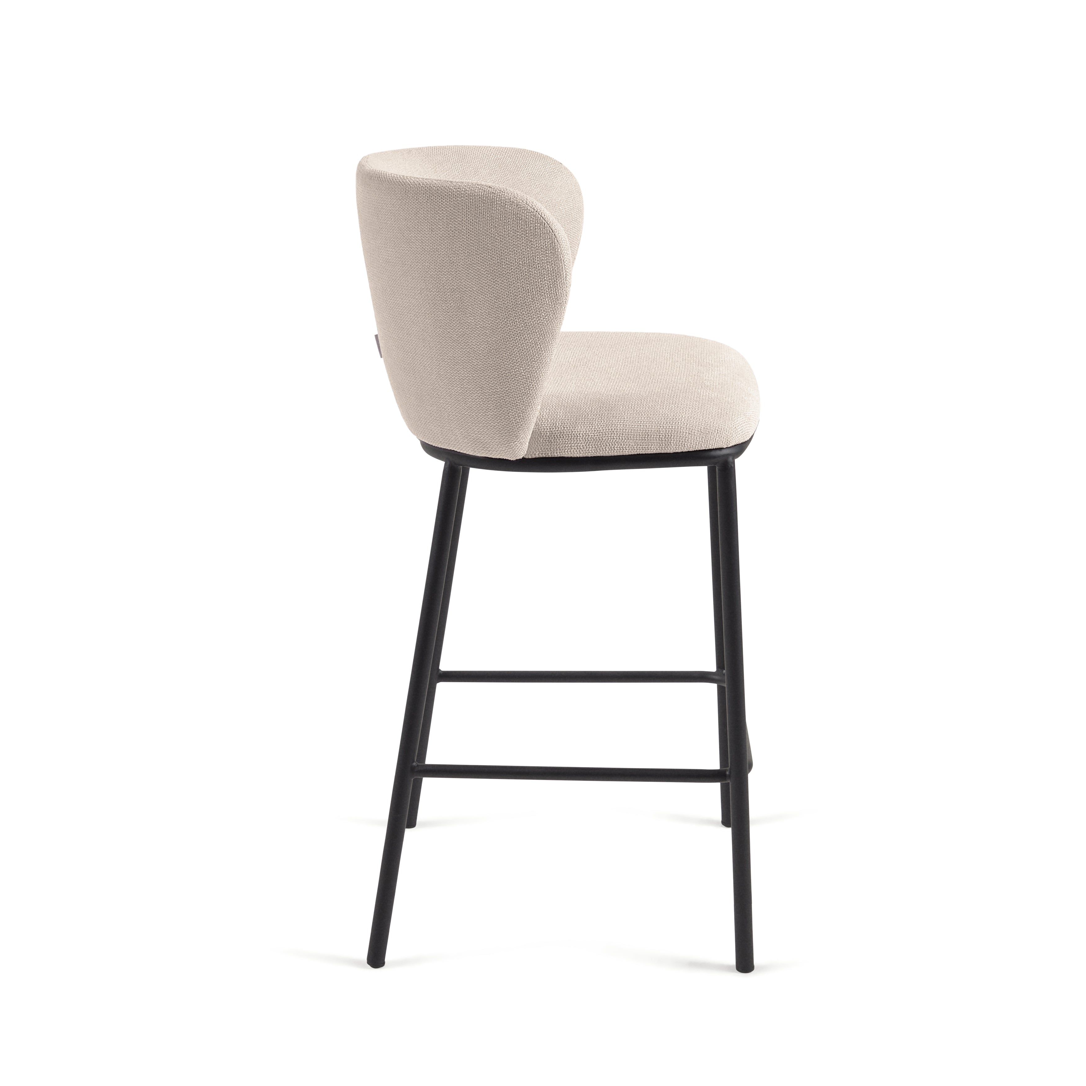 Ciselia stool in beige chenille with steel legs in black 65 cm height FSC Mix Credit - Product Image