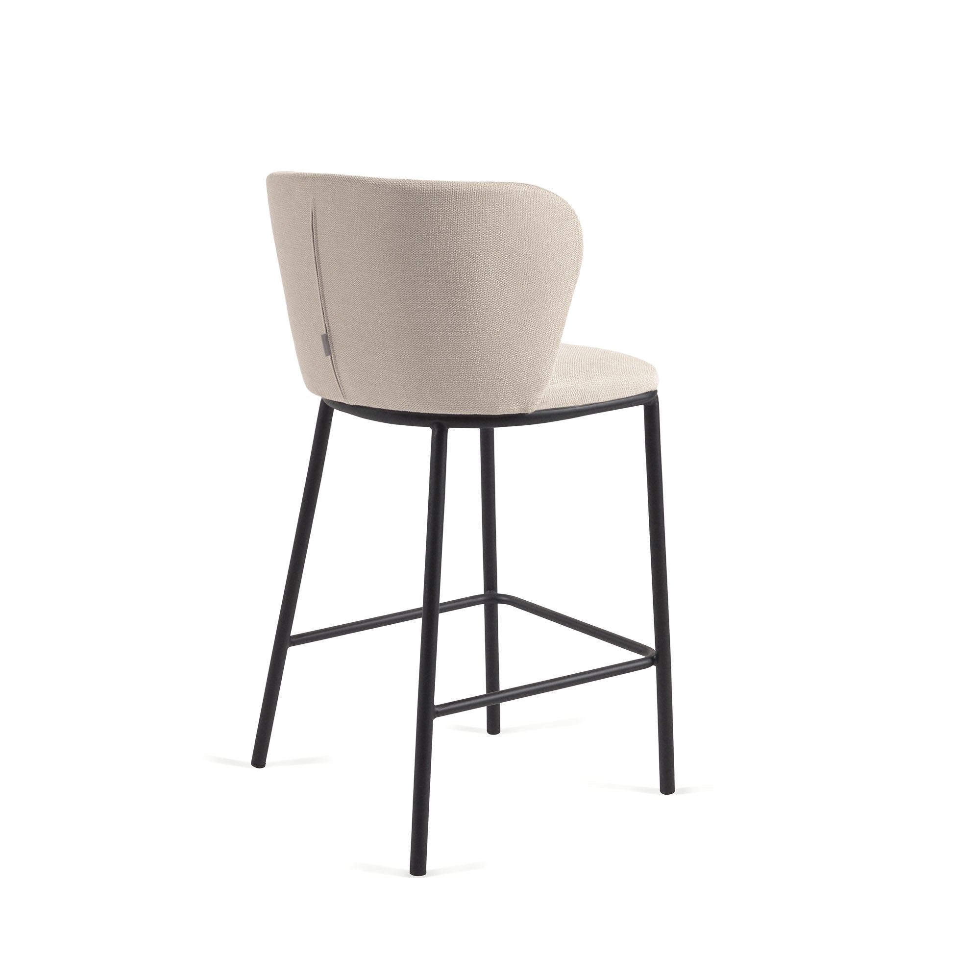 Ciselia stool in beige chenille with steel legs in black 65 cm height FSC Mix Credit - Product Image