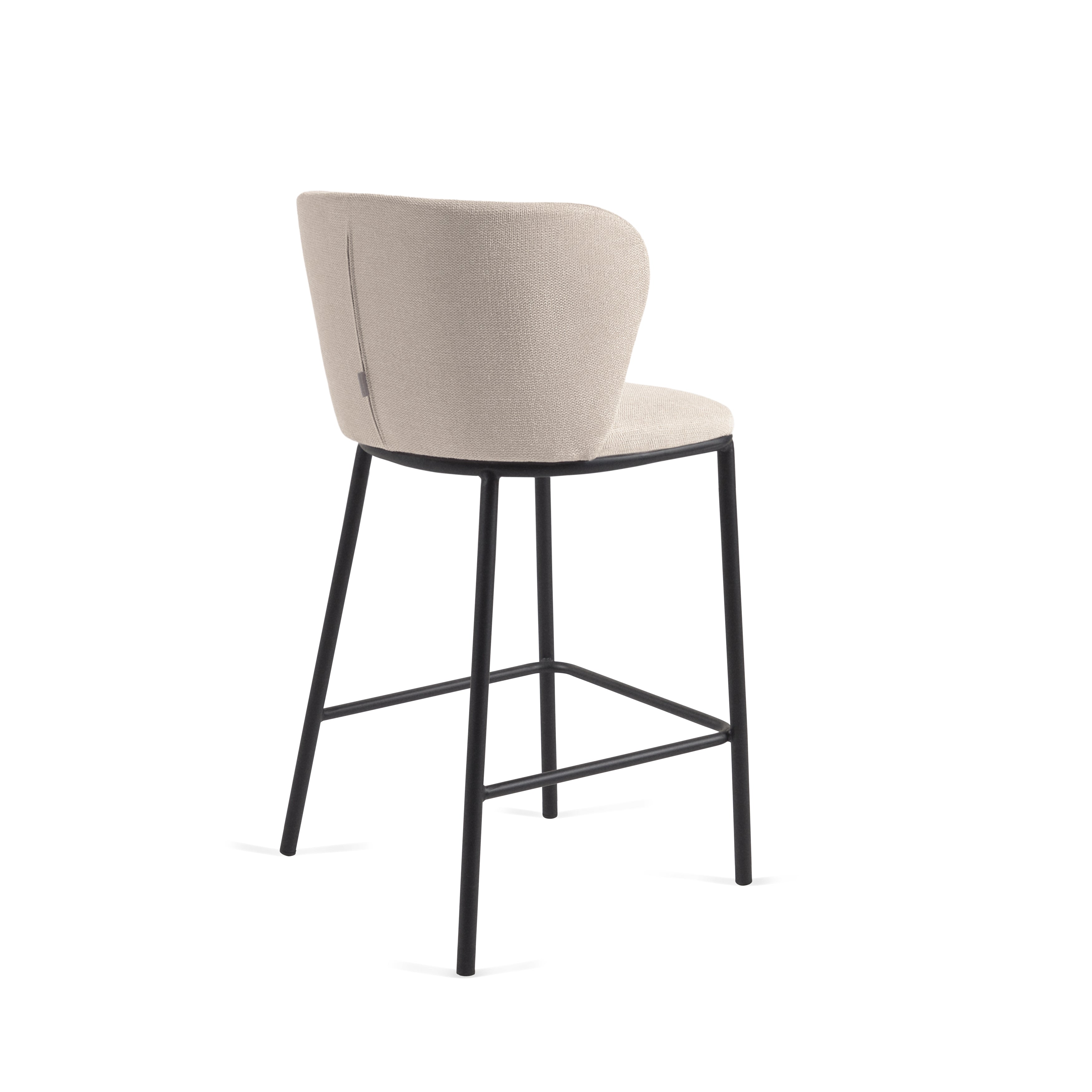 Ciselia stool in beige chenille with steel legs in black 65 cm height FSC Mix Credit - Product Image