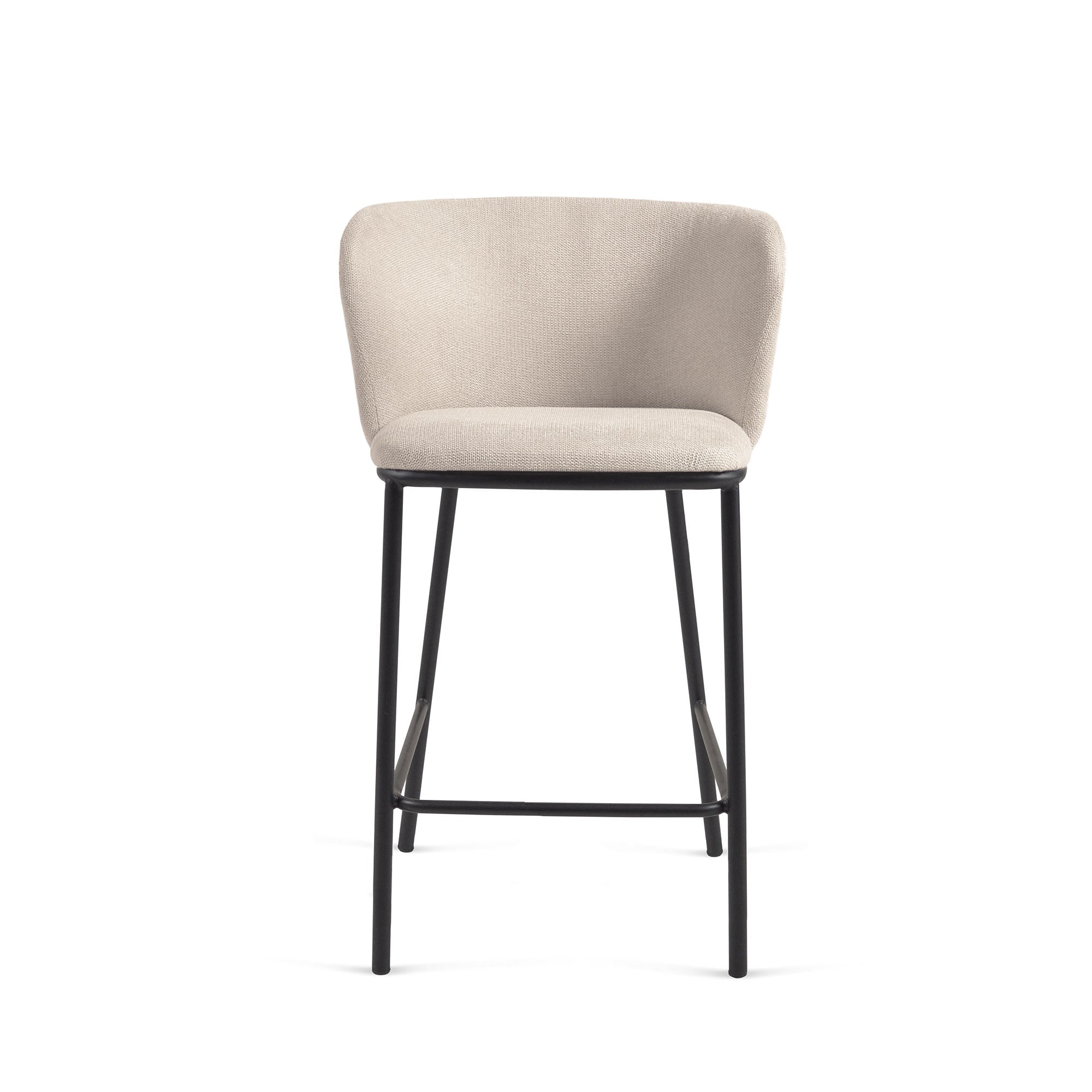 Ciselia stool in beige chenille with steel legs in black 65 cm height FSC Mix Credit - Product Image