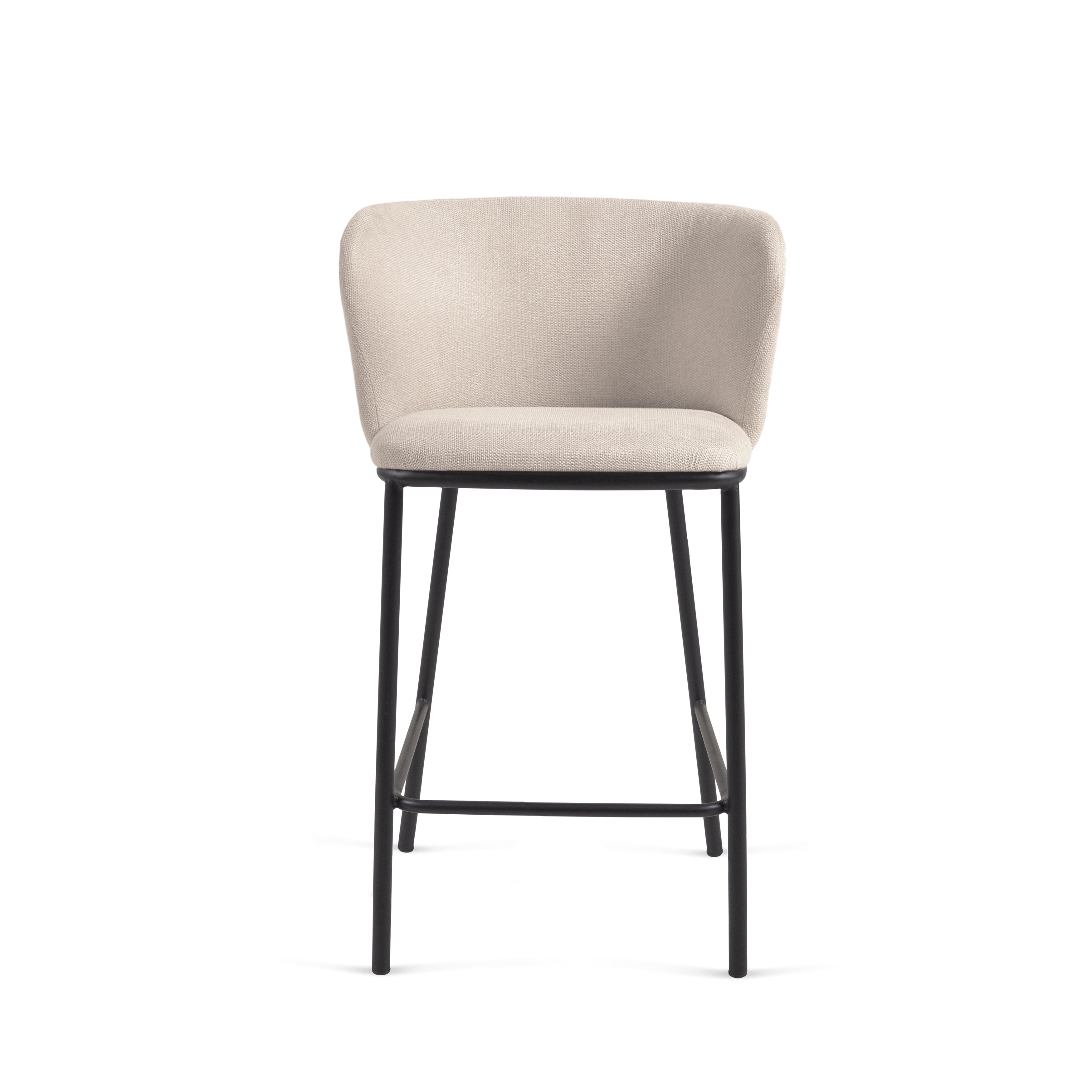 Ciselia stool in beige chenille with steel legs in black 65 cm height FSC Mix Credit - Product Image