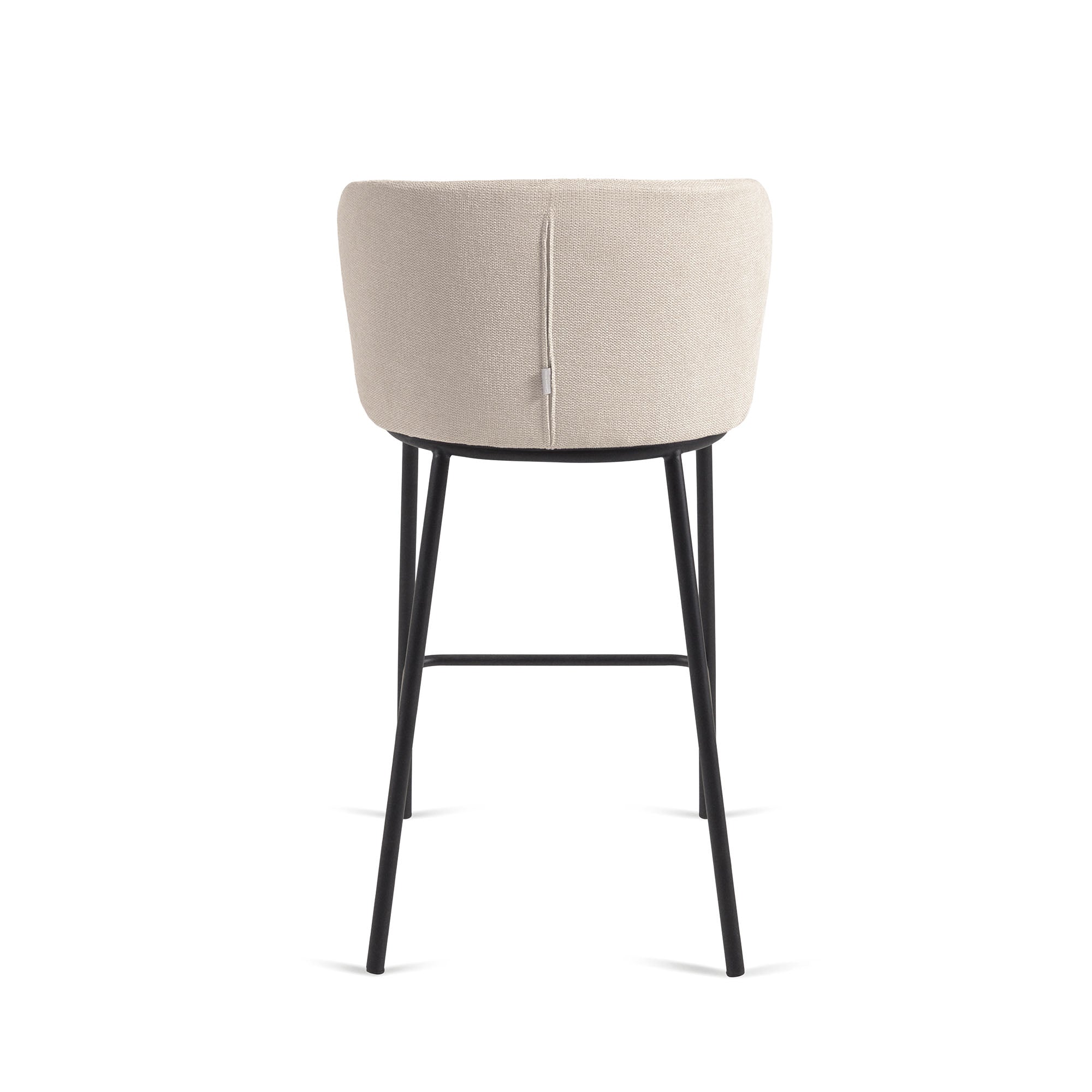 Ciselia stool in beige chenille with steel legs in black 65 cm height FSC Mix Credit - Product Image