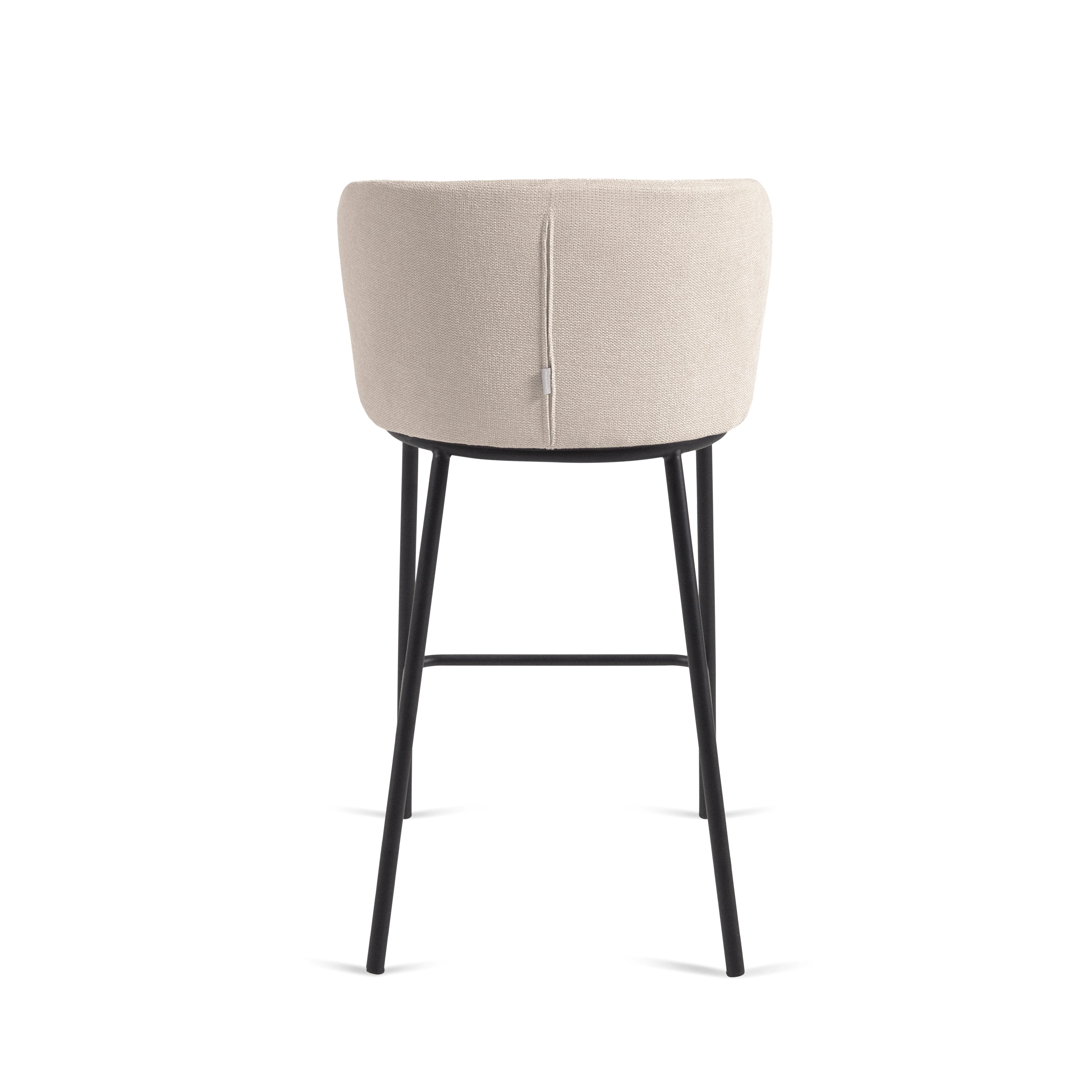 Ciselia stool in beige chenille with steel legs in black 65 cm height FSC Mix Credit - Product Image