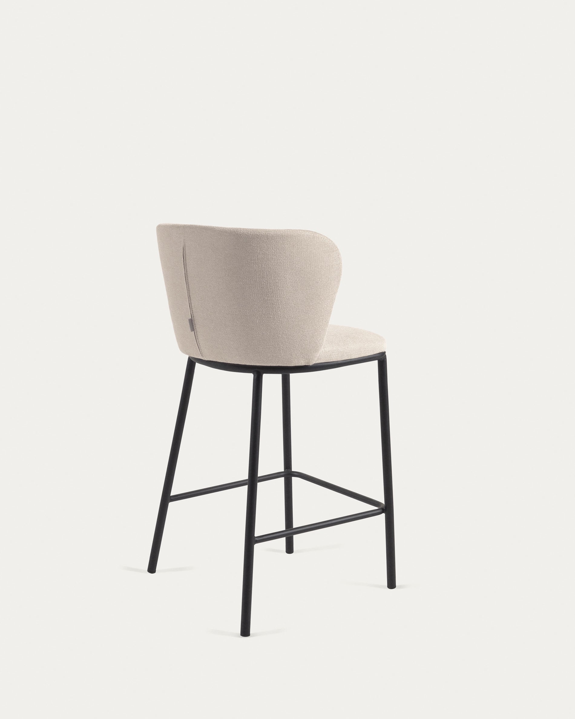 Ciselia stool in beige chenille with steel legs in black 65 cm height FSC Mix Credit - Product View