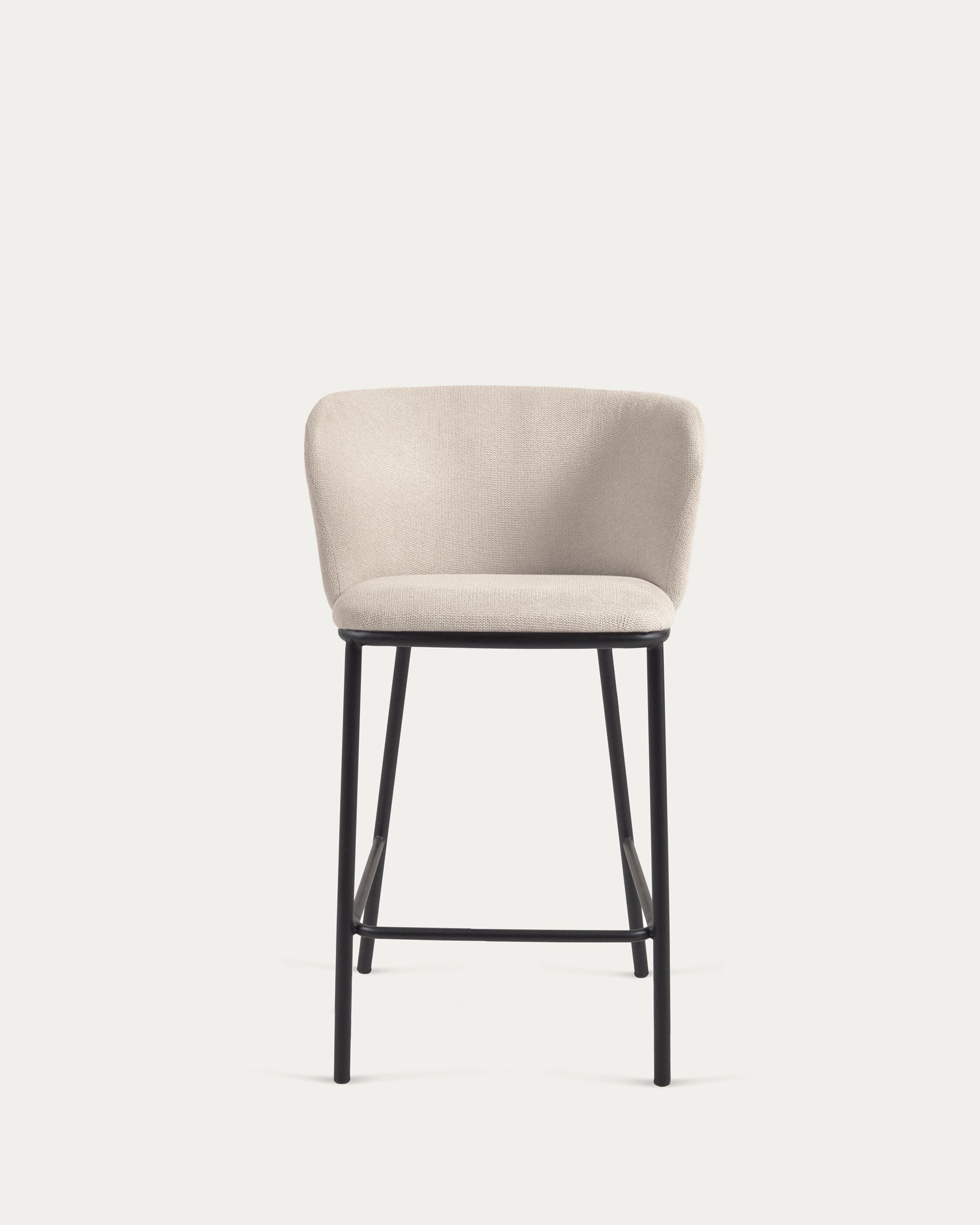 Ciselia stool in beige chenille with steel legs in black 65 cm height FSC Mix Credit - Product View