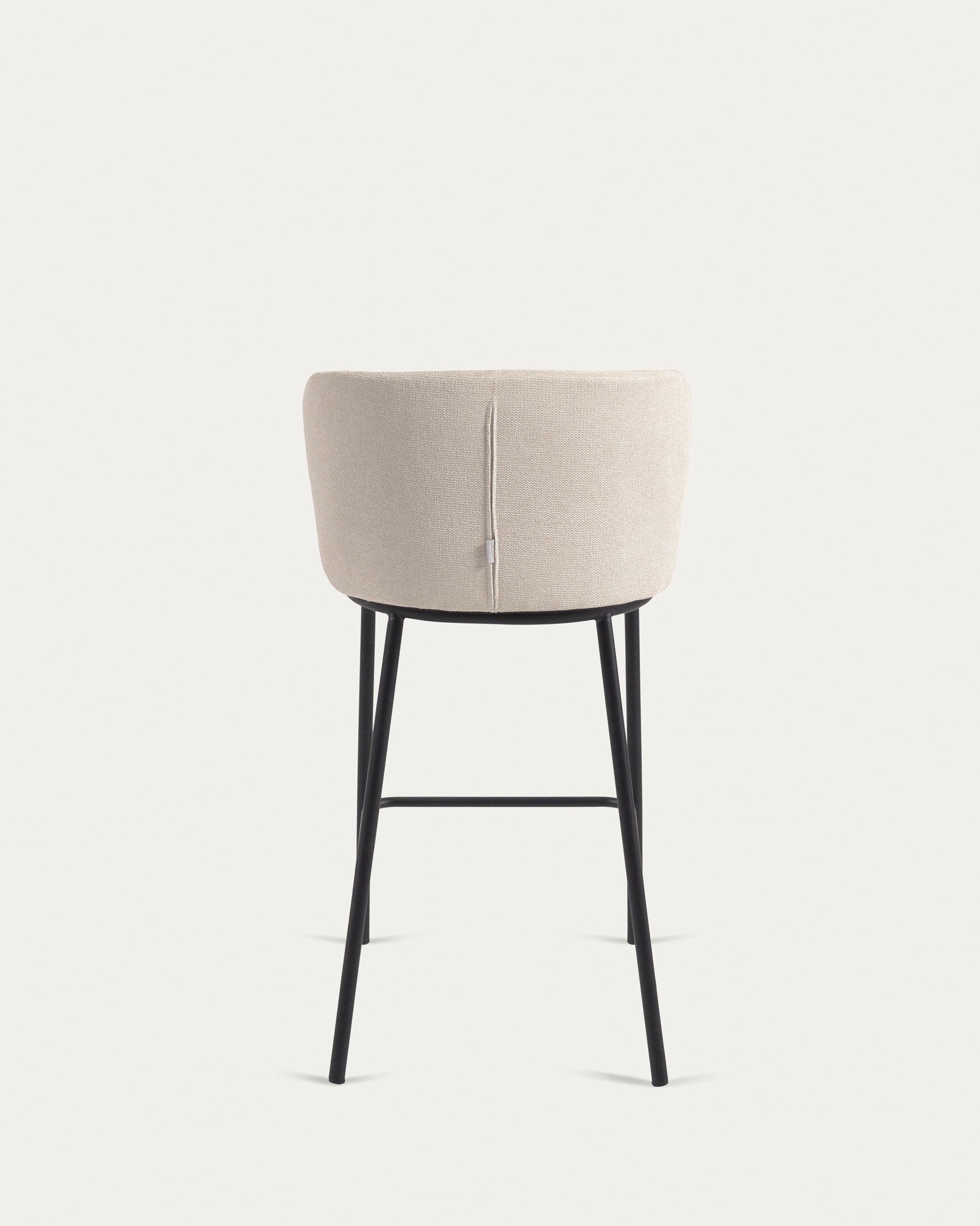 Ciselia stool in beige chenille with steel legs in black 65 cm height FSC Mix Credit - Product View