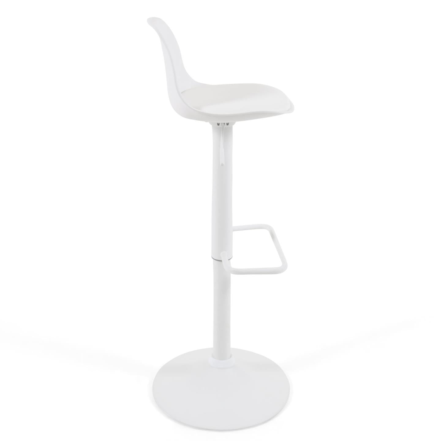 Orlando-T barstool white synthetic leather and matt white steel 60-82 cm - Product Image
