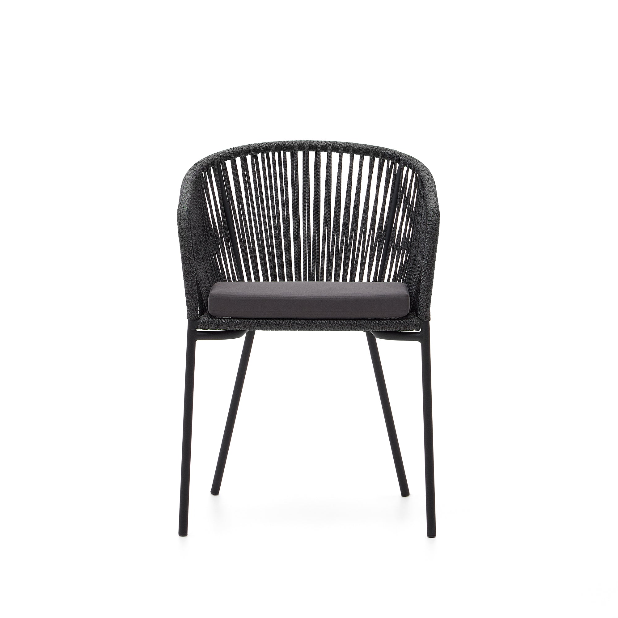 Yanet black rope chair with galvanised steel legs - Product Image