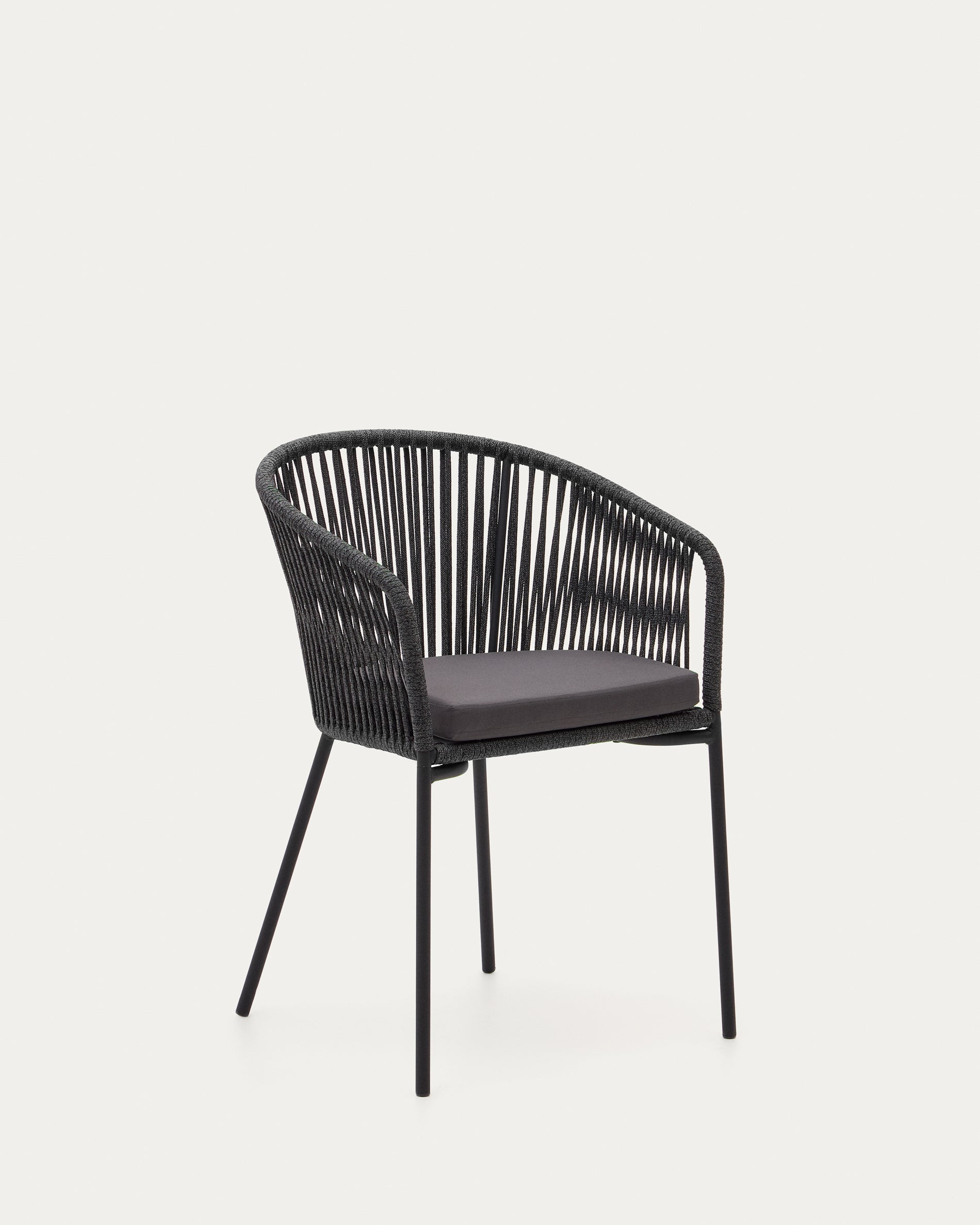 Yanet black rope chair with galvanised steel legs - Product View