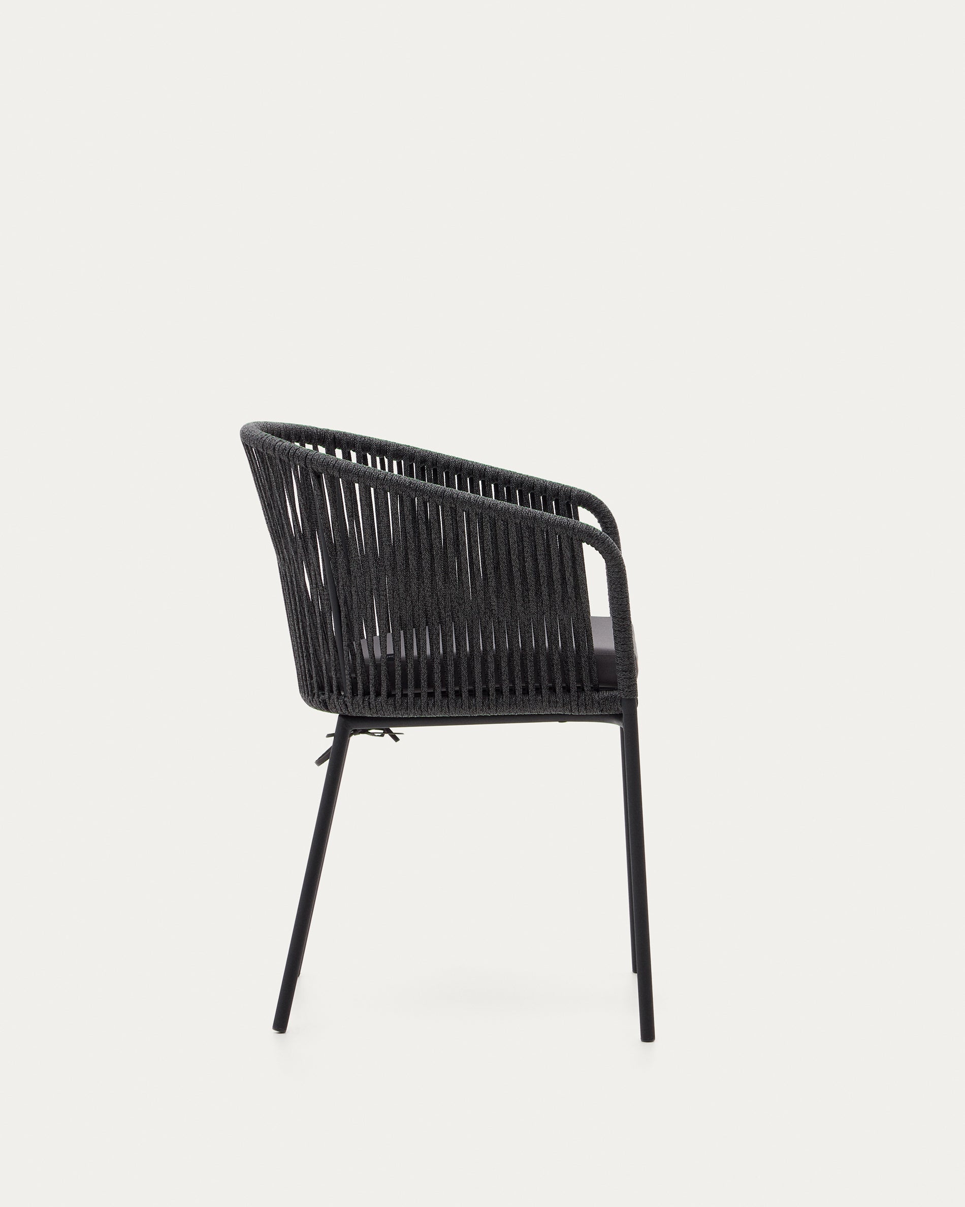 Yanet black rope chair with galvanised steel legs - Product View
