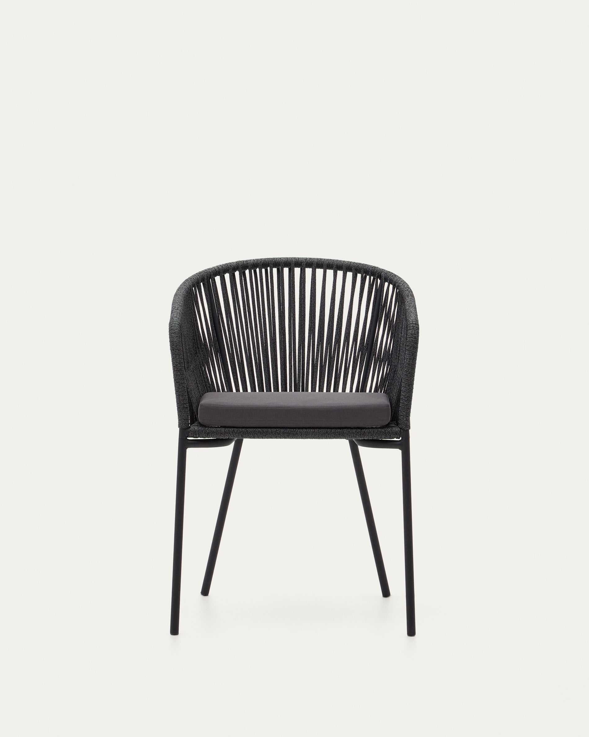 Yanet black rope chair with galvanised steel legs - Product View