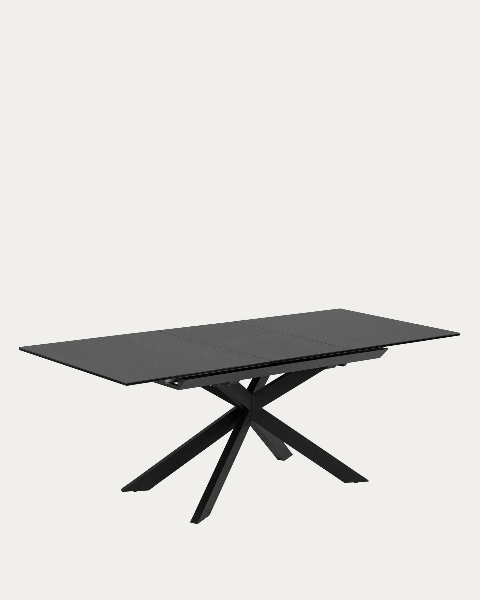 Atminda extendable glass table with steel legs with black finish 160 (210) x 90 cm - Product View