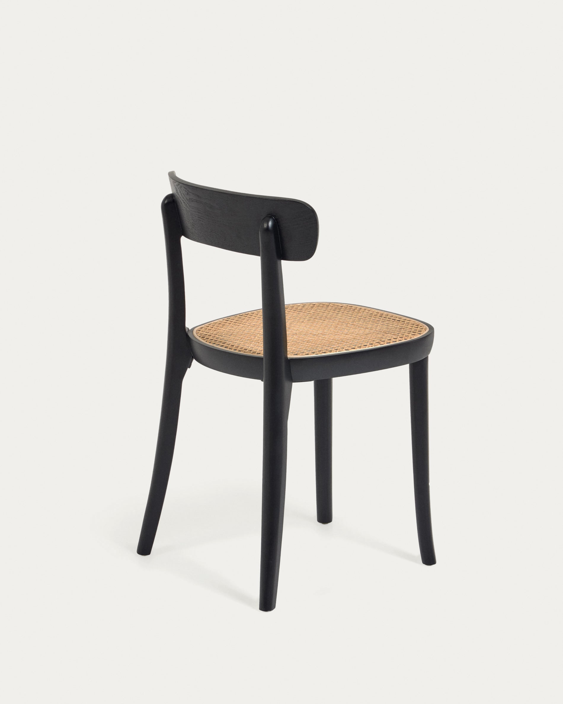 Romane chair in solid beech with black finish, ash veneer and rattan - Product View
