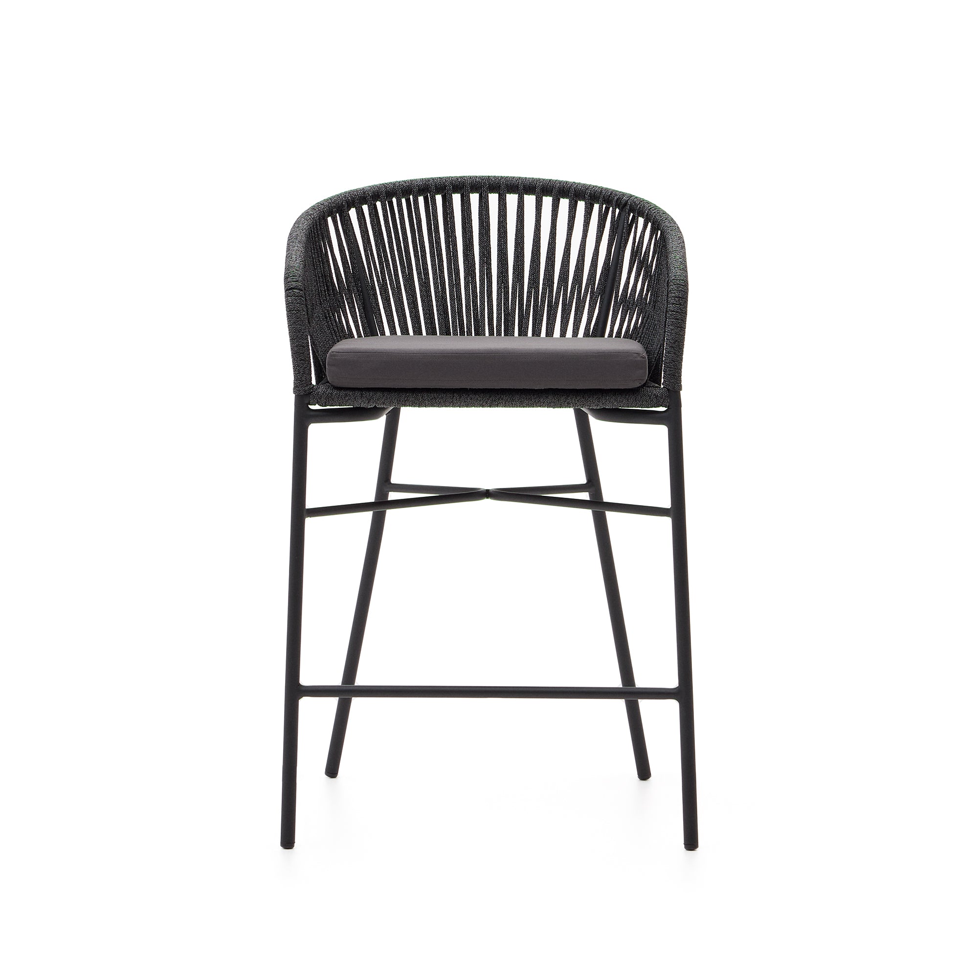 Yanet rope stool in black 65 cm in height - Product Image