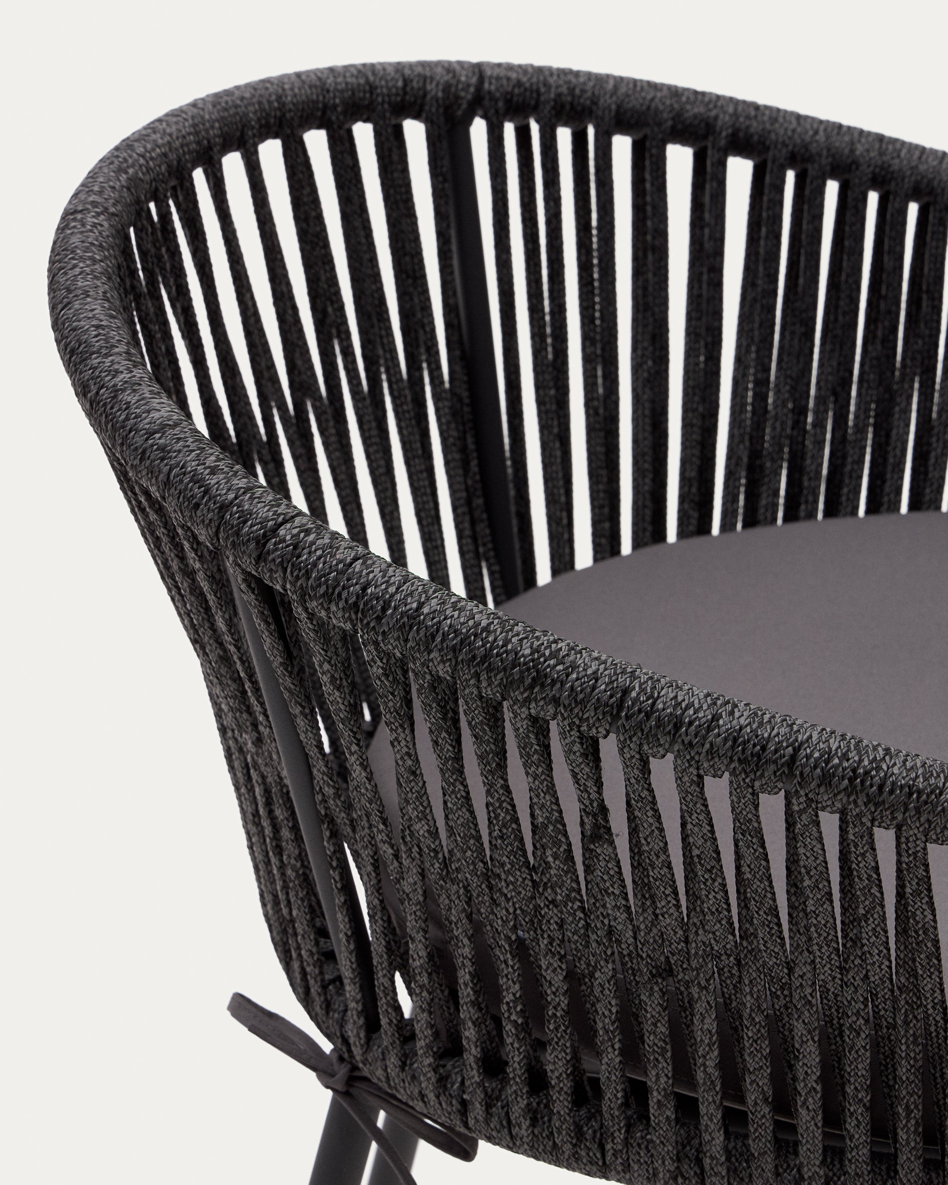 Yanet rope stool in black 65 cm in height - Detail