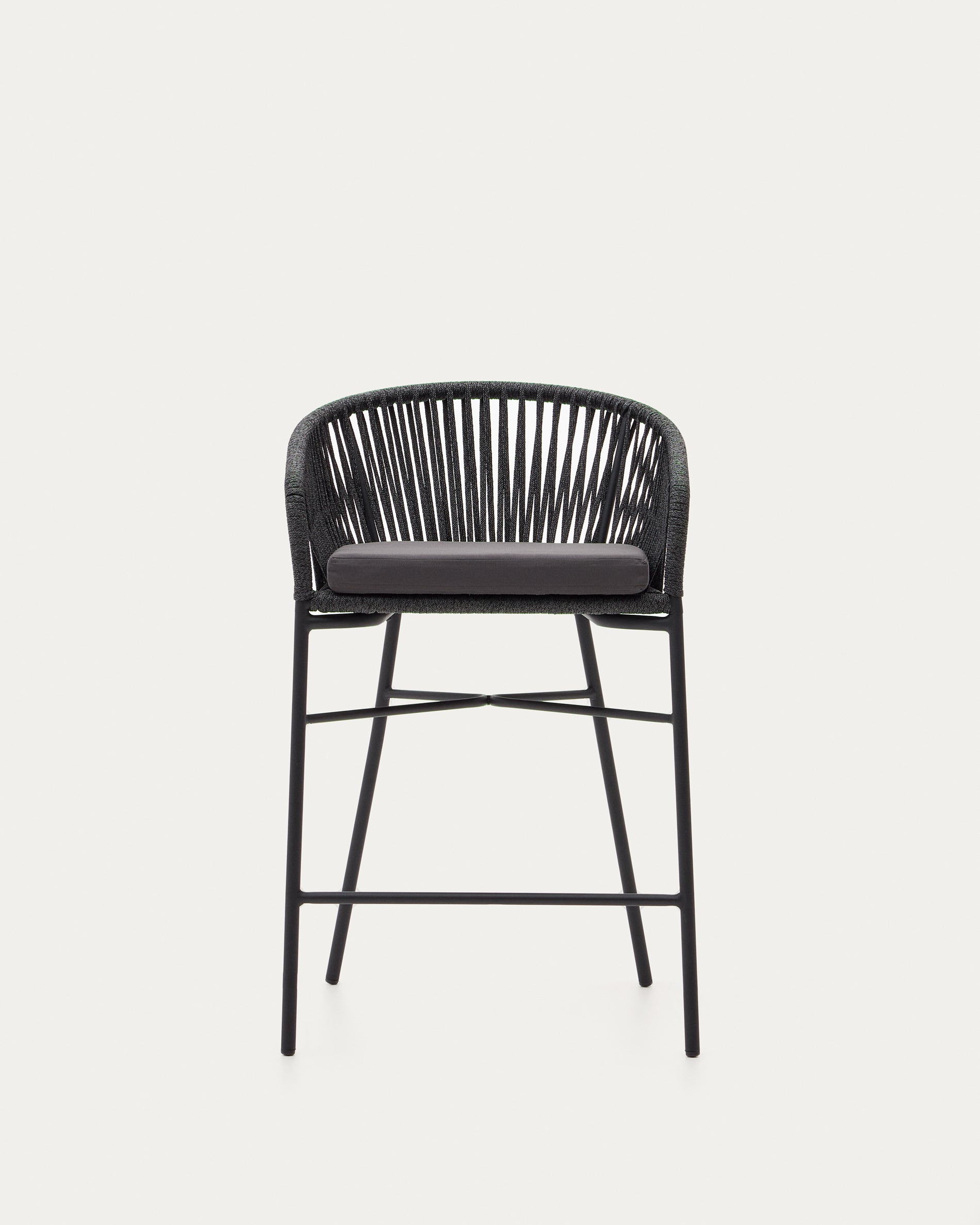Yanet rope stool in black 65 cm in height - Product View