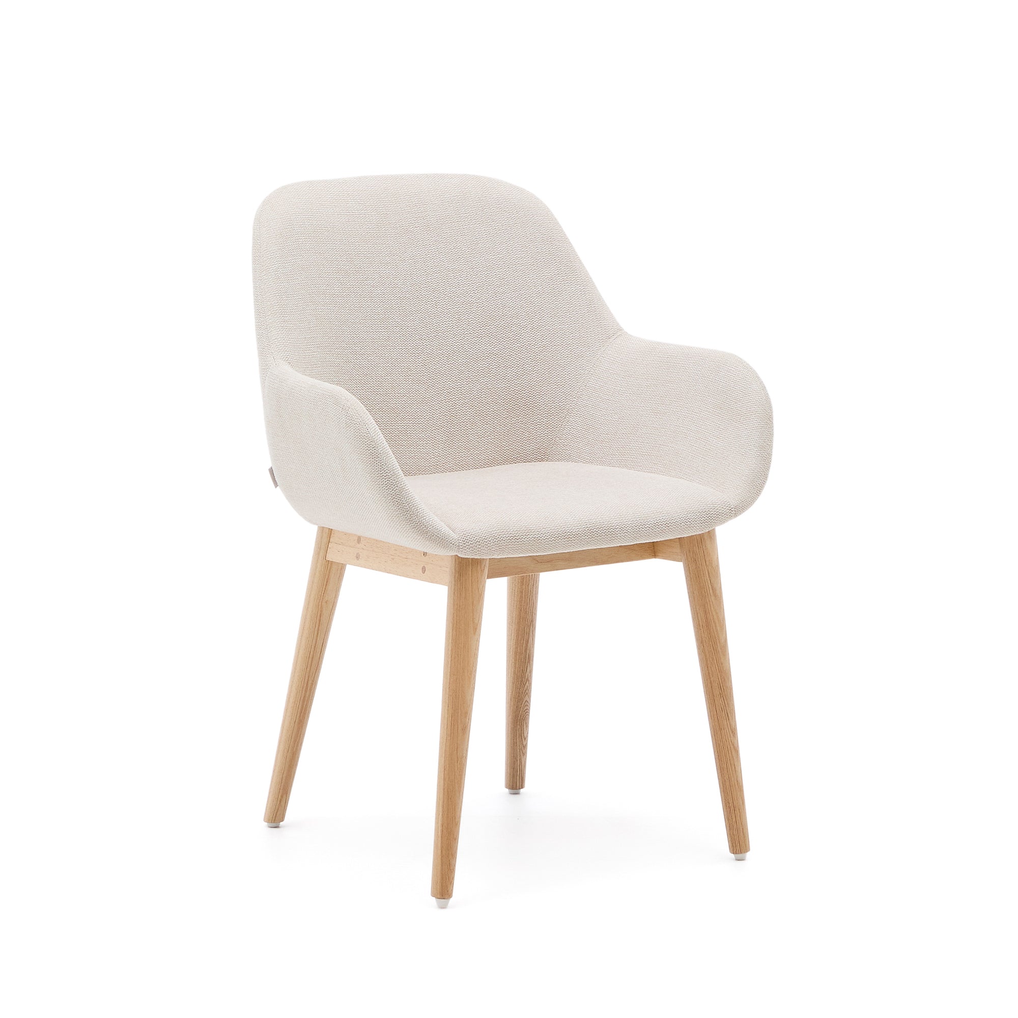 Konna chair in beige with solid ash wood legs in a natural finish - Product Image