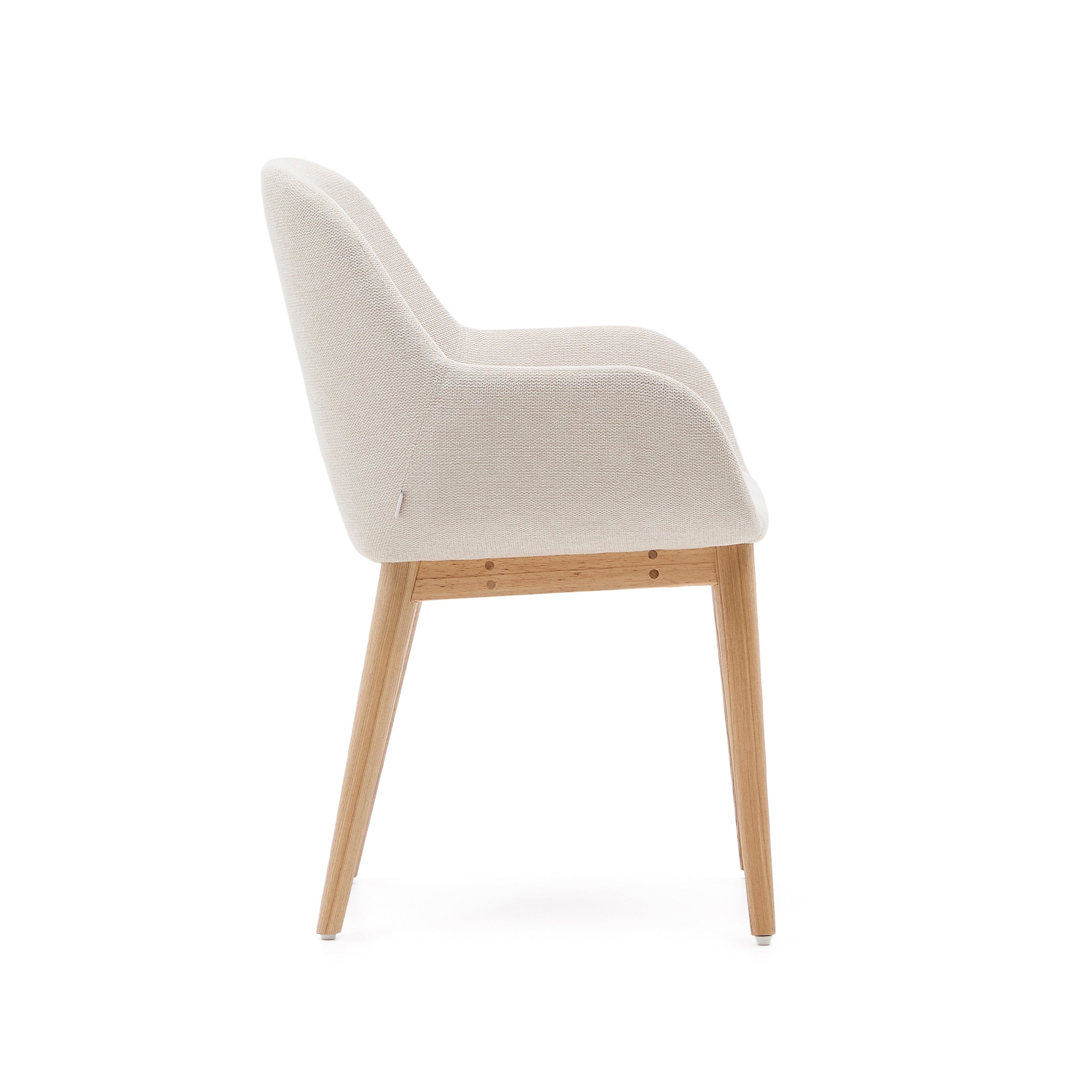 Konna chair in beige with solid ash wood legs in a natural finish - Product Image