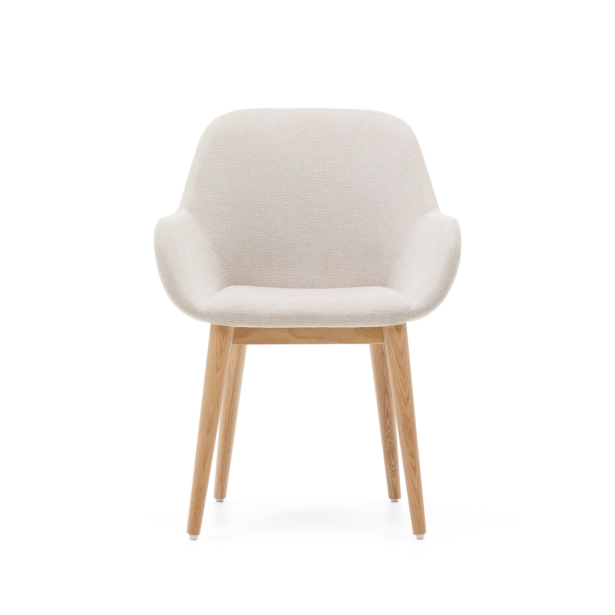 Konna chair in beige with solid ash wood legs in a natural finish - Product Image