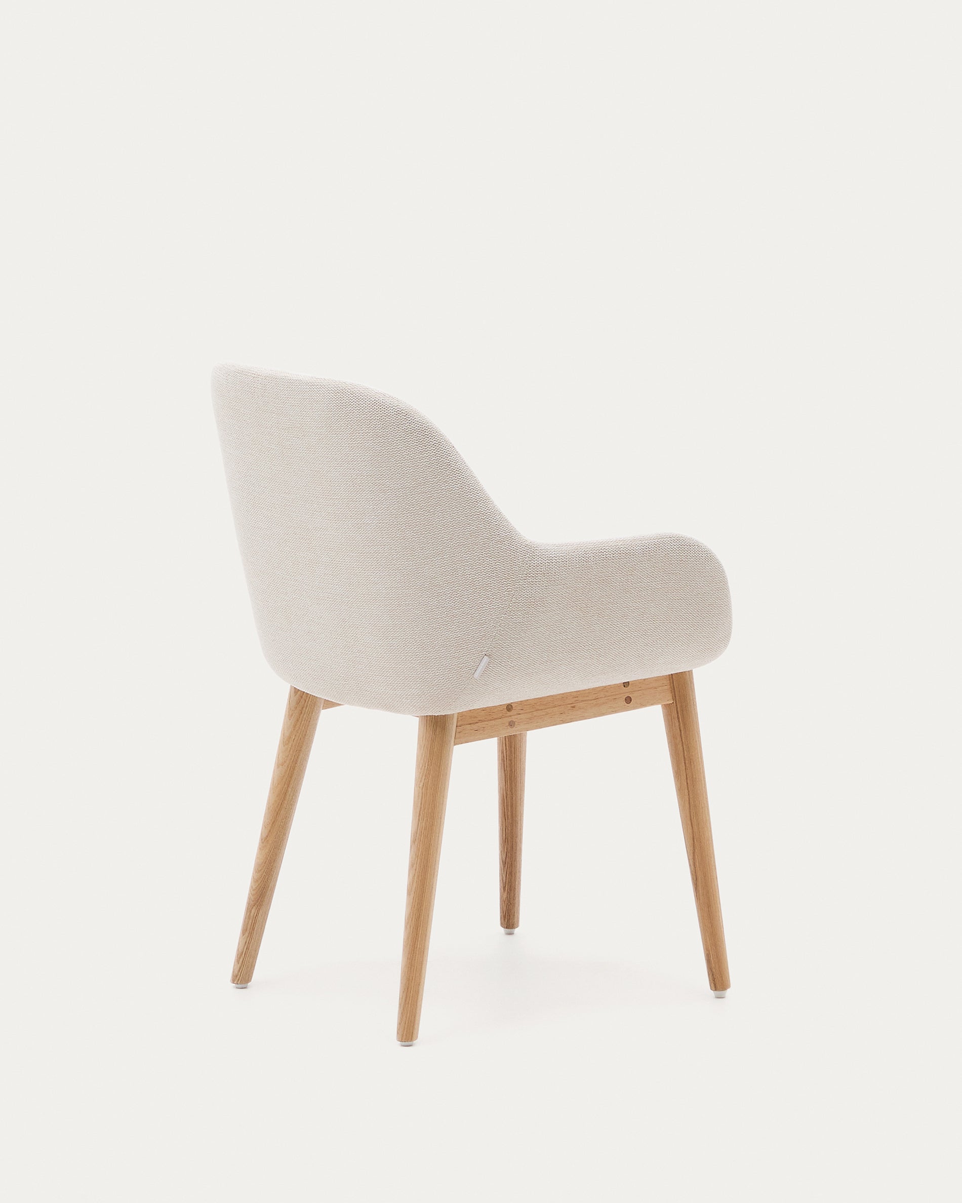 Konna chair in beige with solid ash wood legs in a natural finish - Product View