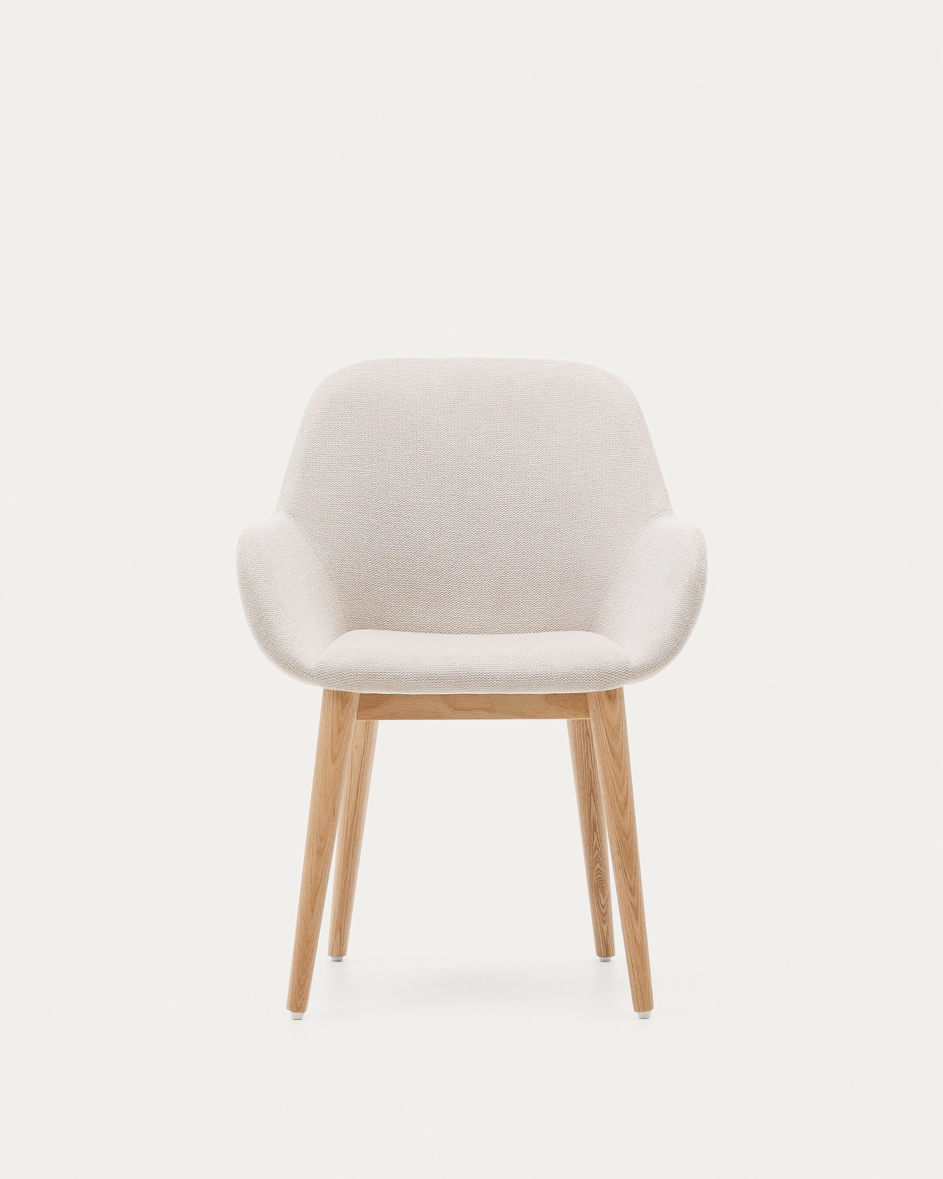 Konna chair in beige with solid ash wood legs in a natural finish - Product View