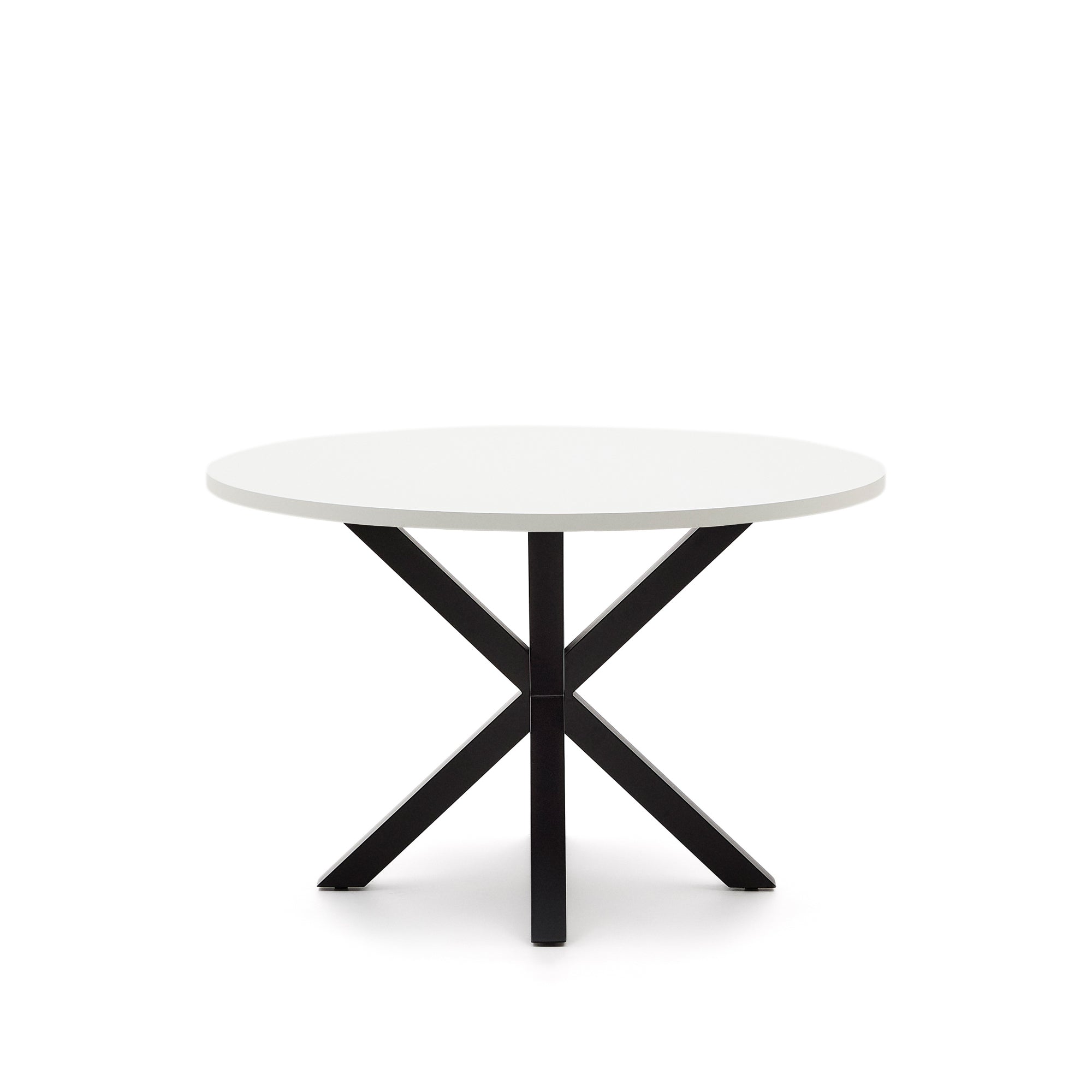 Argo round table in white melamine and steel legs with black finish Ø 120 cm - Product Image