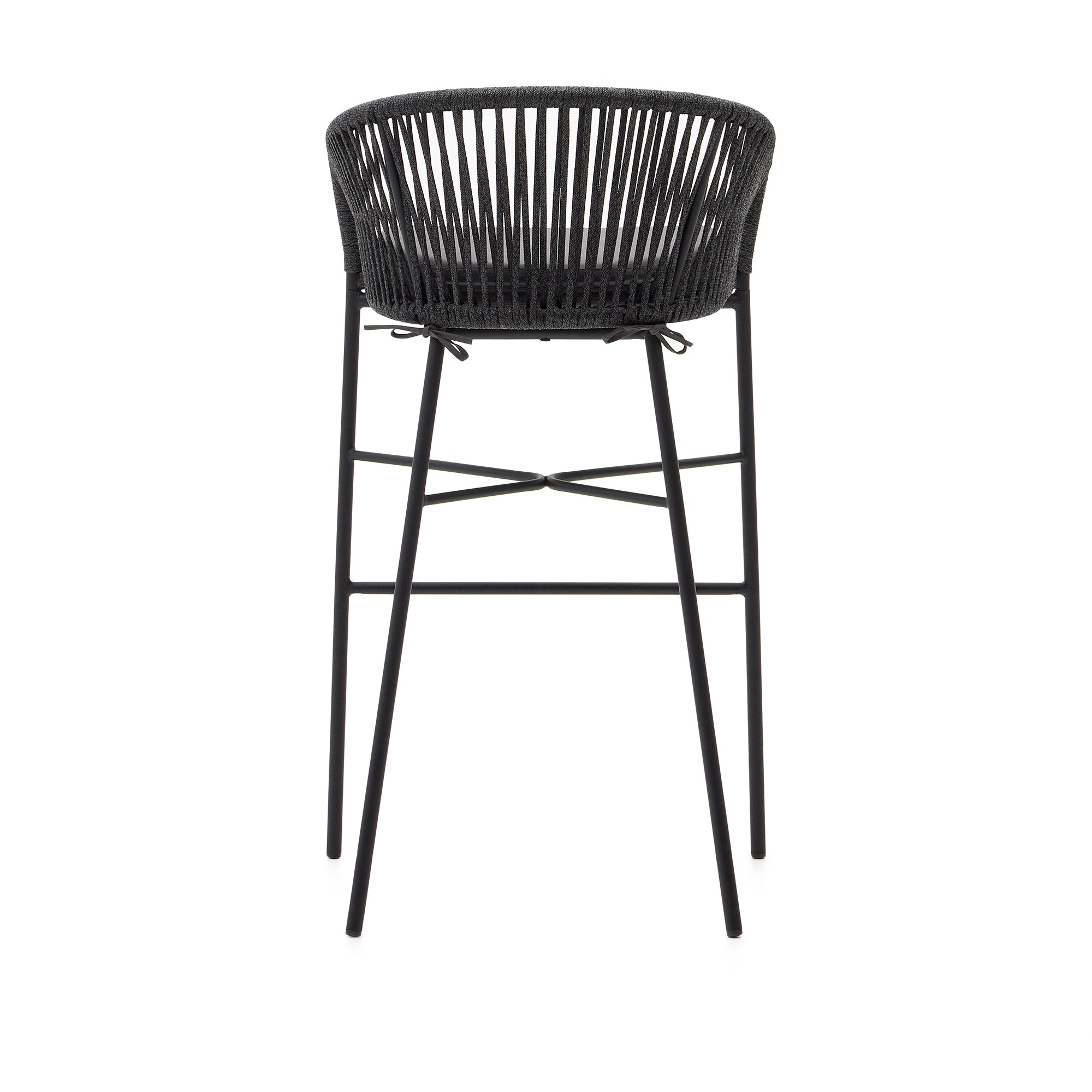 Yanet stool made from black cord and galvanised steel, height 80 cm - Product Image
