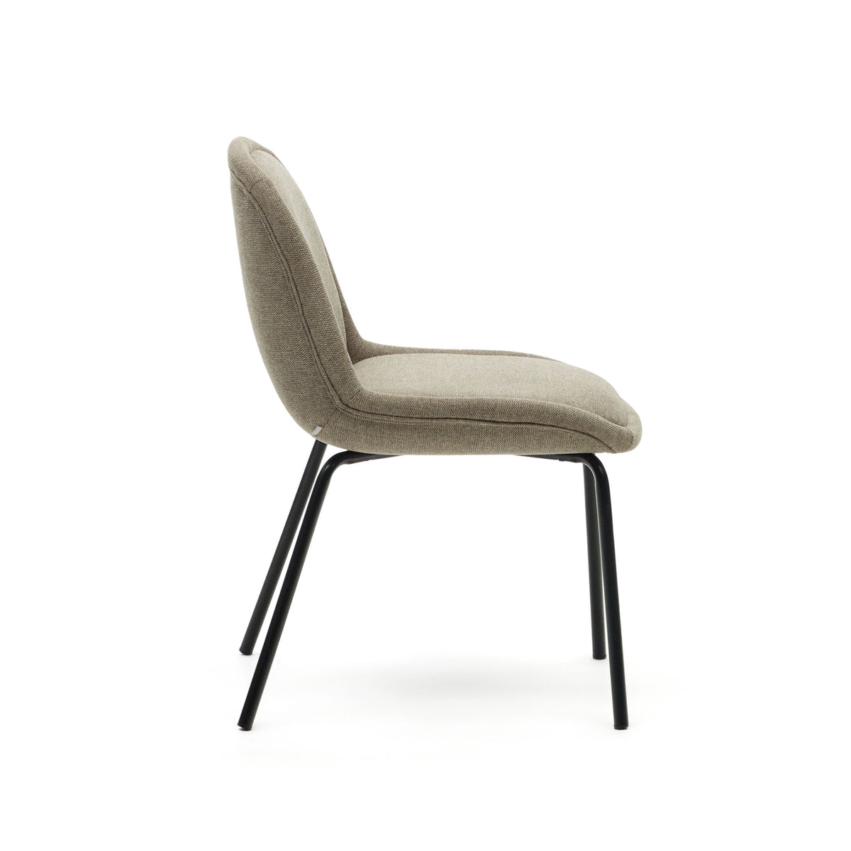 Aimin chair in brown chenille and steel legs with a matte black painted finish - Product Image