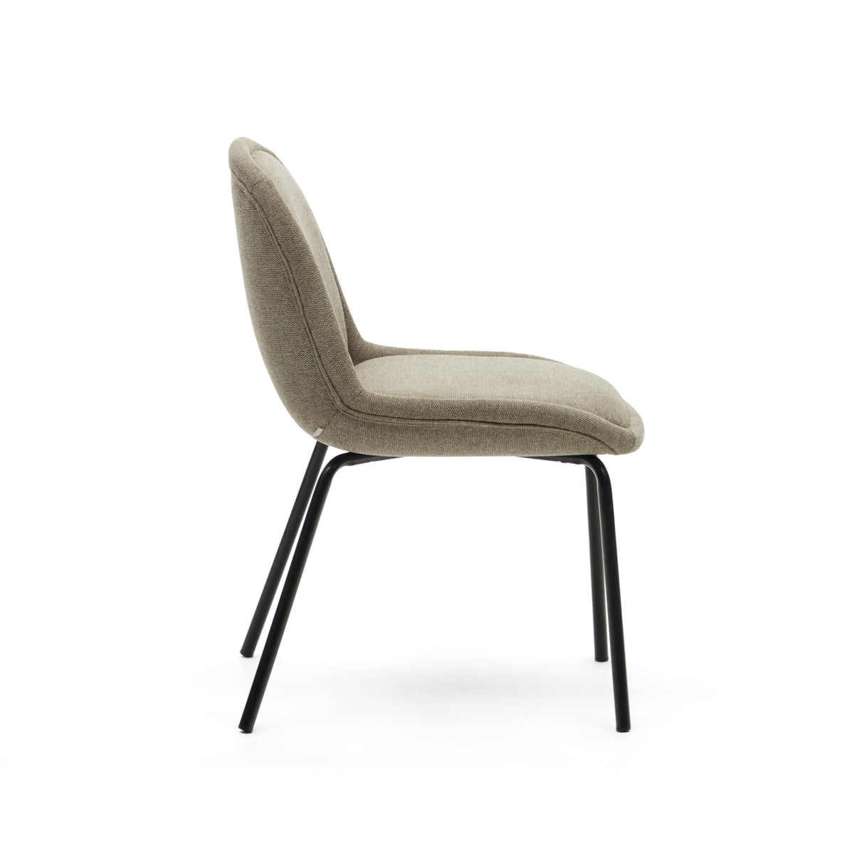Aimin chair in brown chenille and steel legs with a matte black painted finish - Product Image