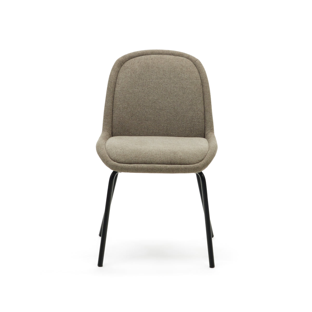 Aimin chair in brown chenille and steel legs with a matte black painted finish - Product Image