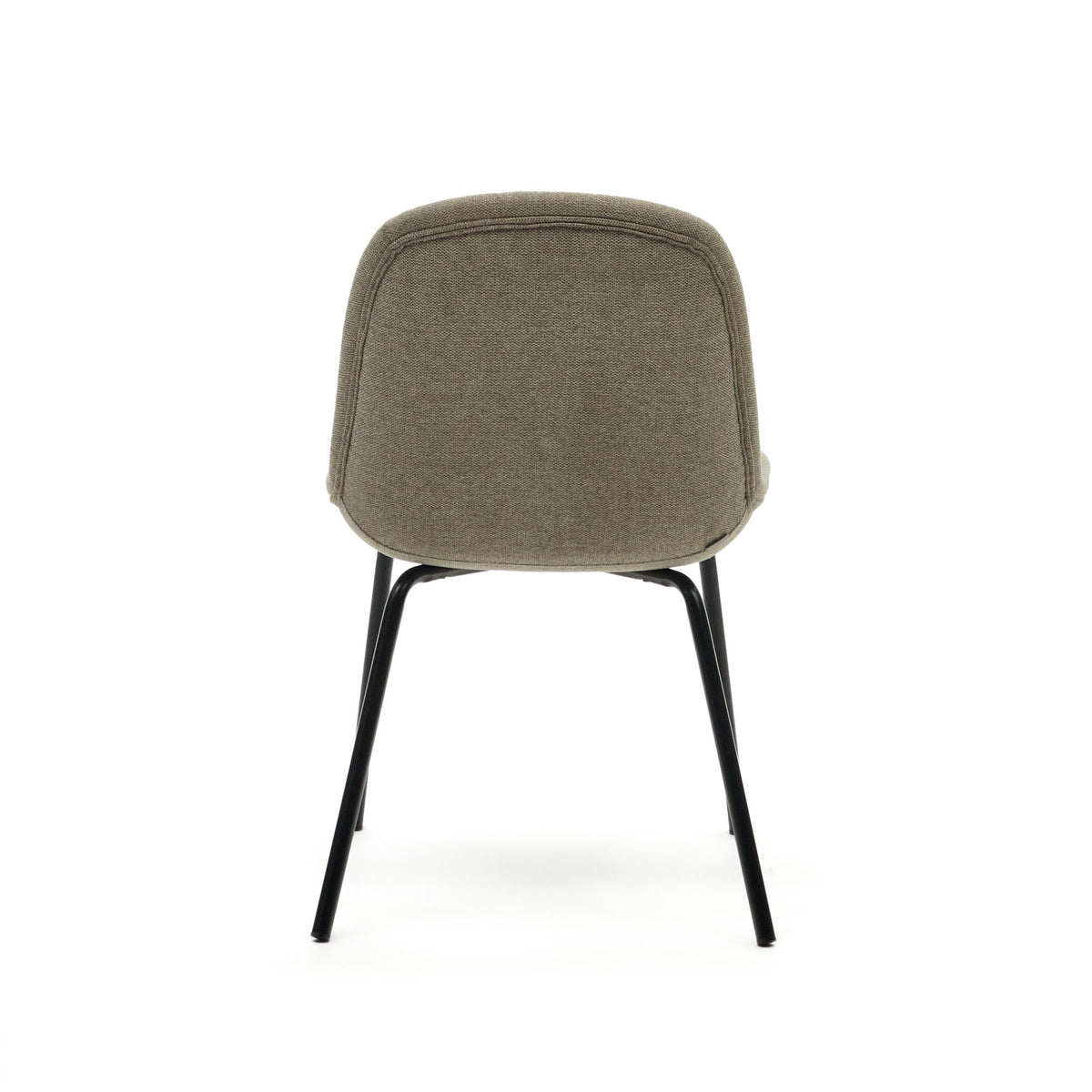 Aimin chair in brown chenille and steel legs with a matte black painted finish - Product Image