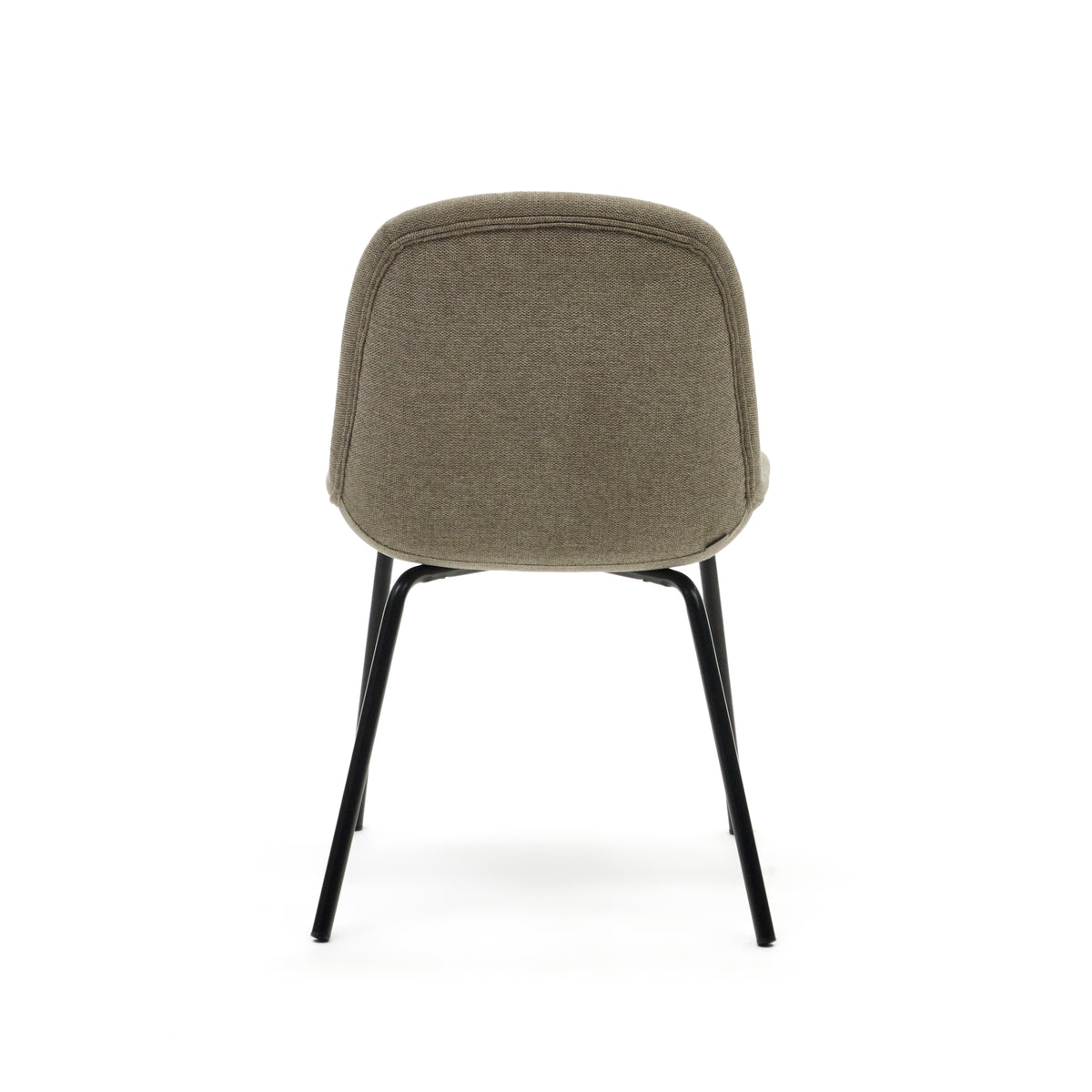 Aimin chair in brown chenille and steel legs with a matte black painted finish - Product Image