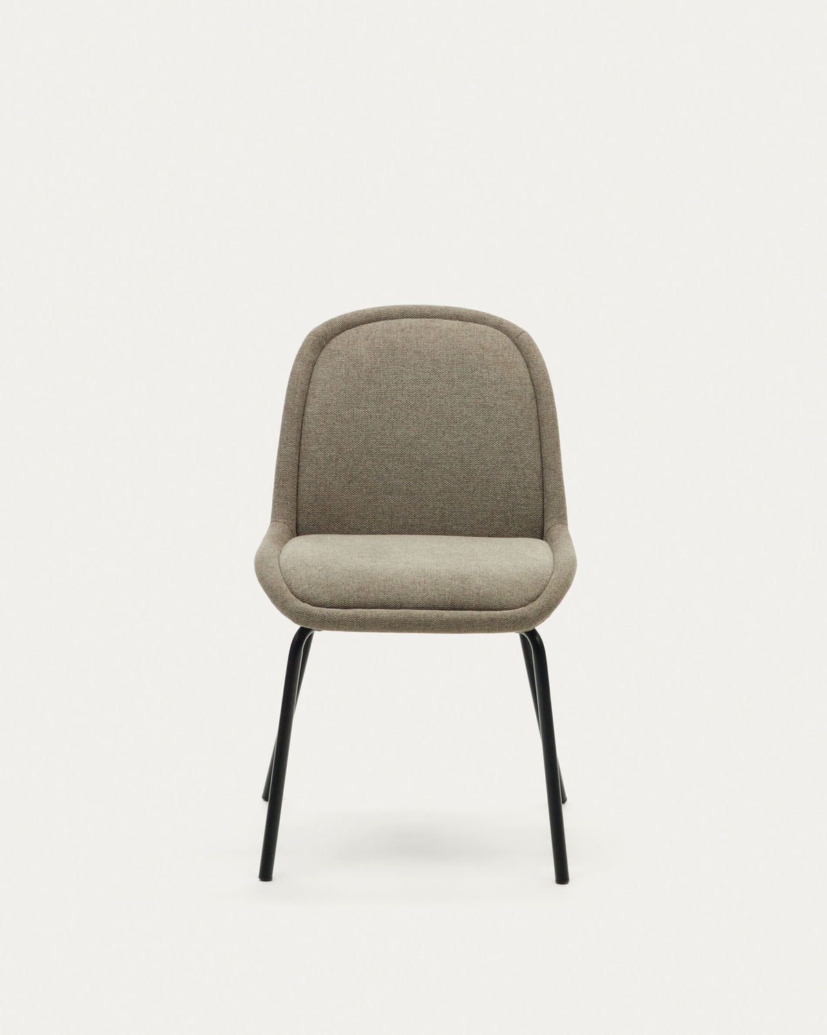 Aimin chair in brown chenille and steel legs with a matte black painted finish - Product View
