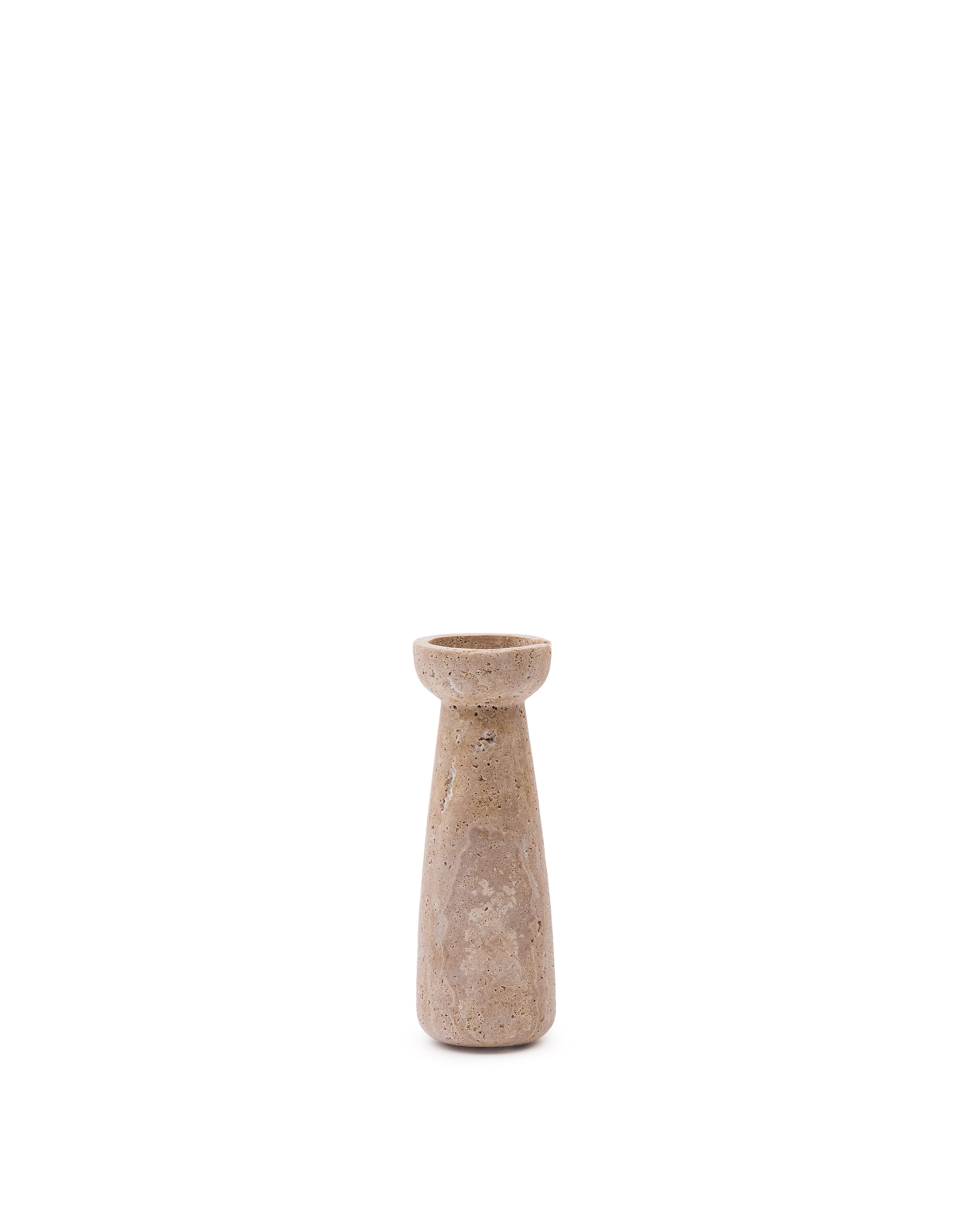 Magan large beige travertine candle holder - Product Image