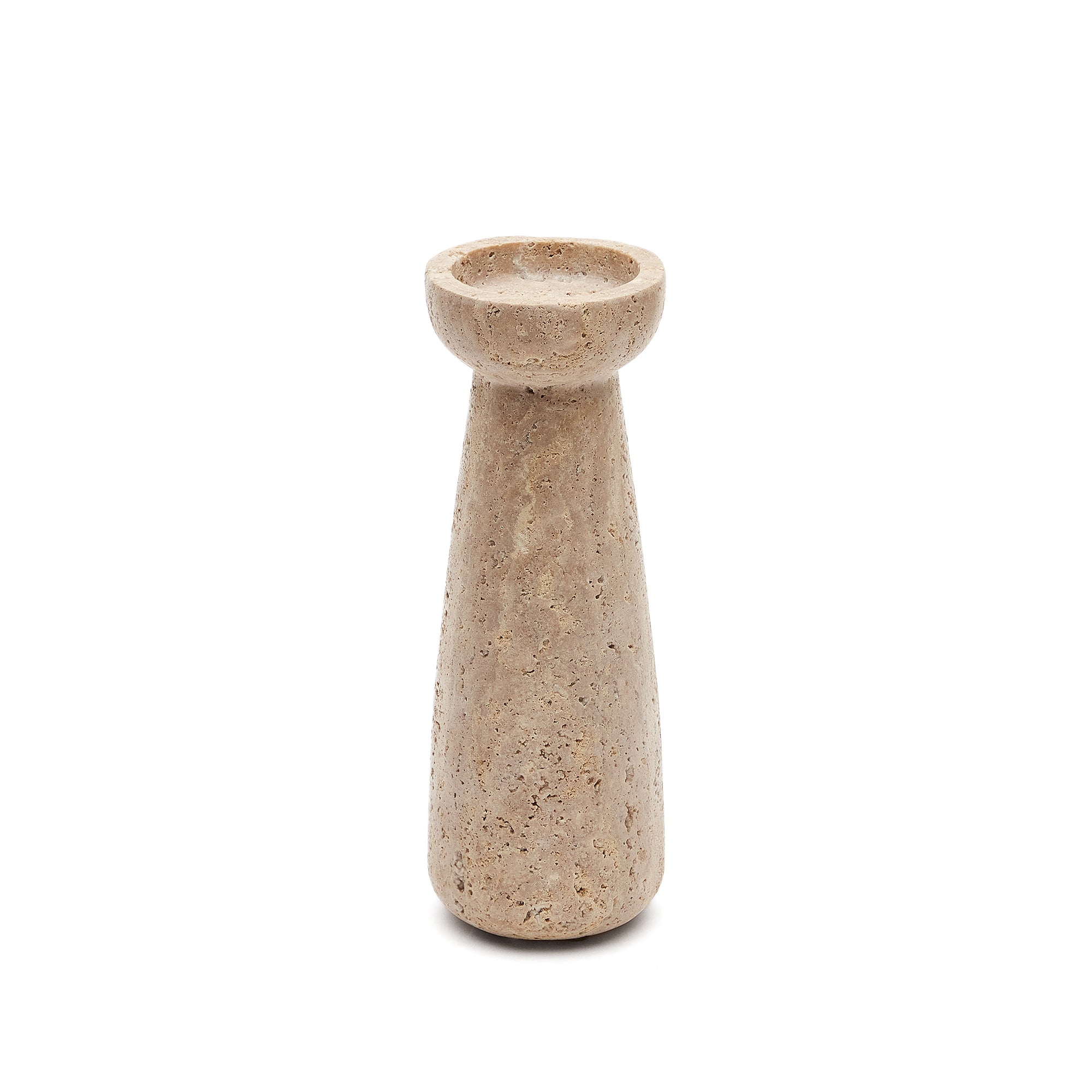 Magan large beige travertine candle holder - Product Image