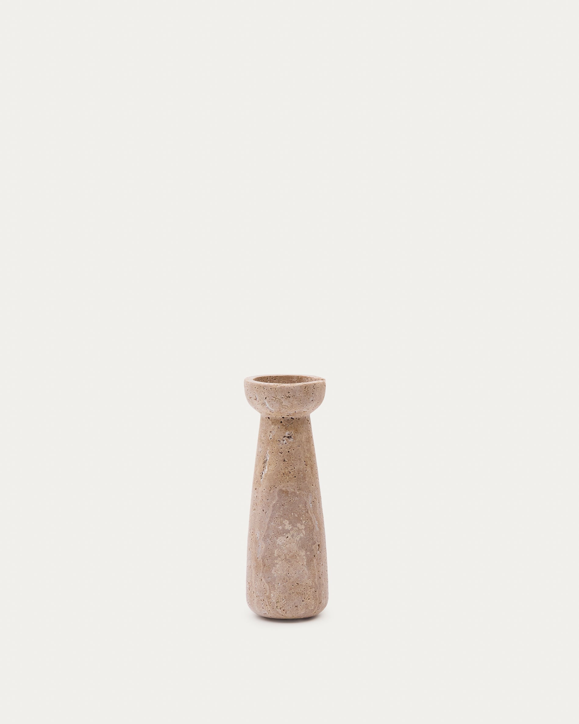 Magan large beige travertine candle holder - Product View