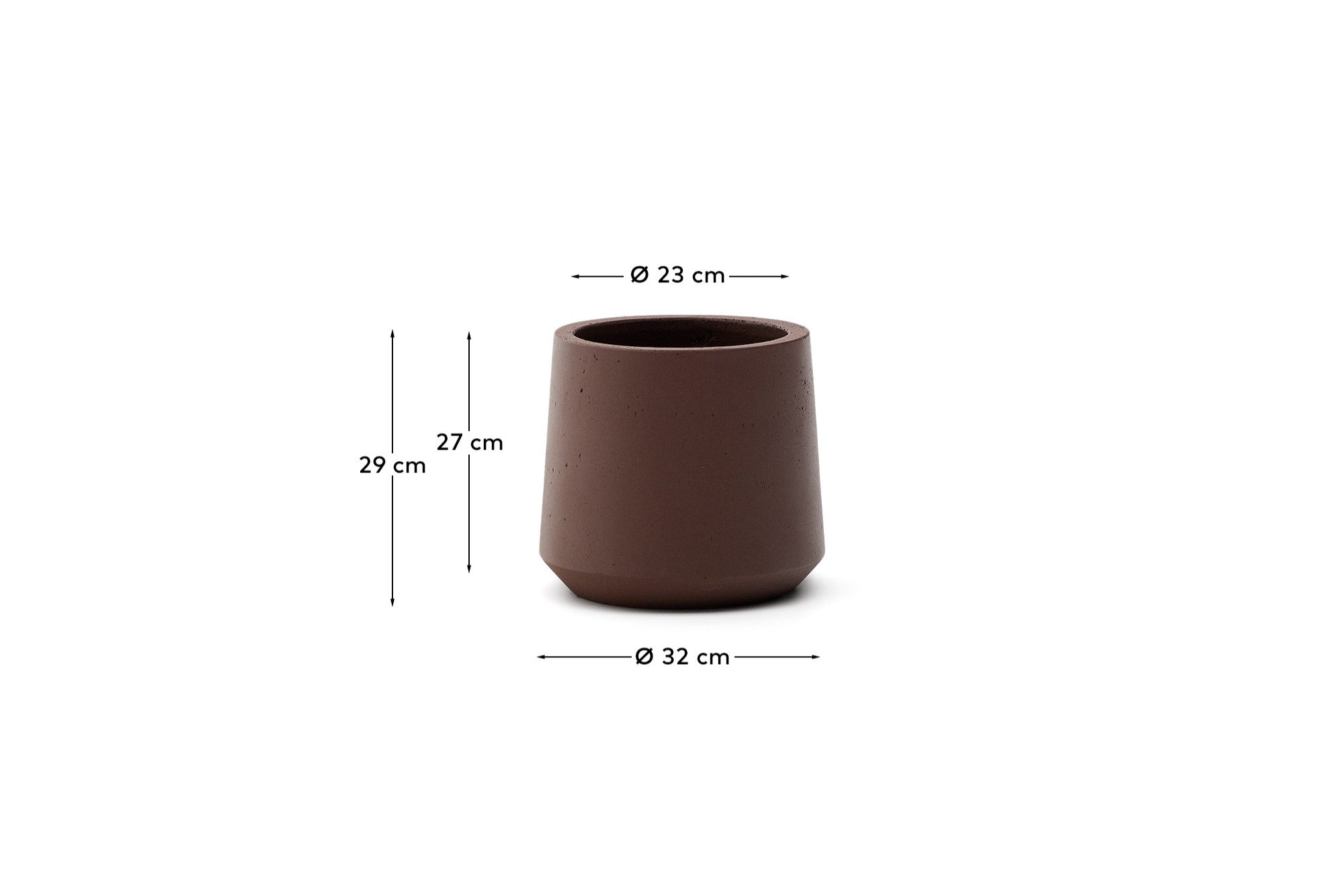 Calun maroon cement planter Ø 32cm - Measurements