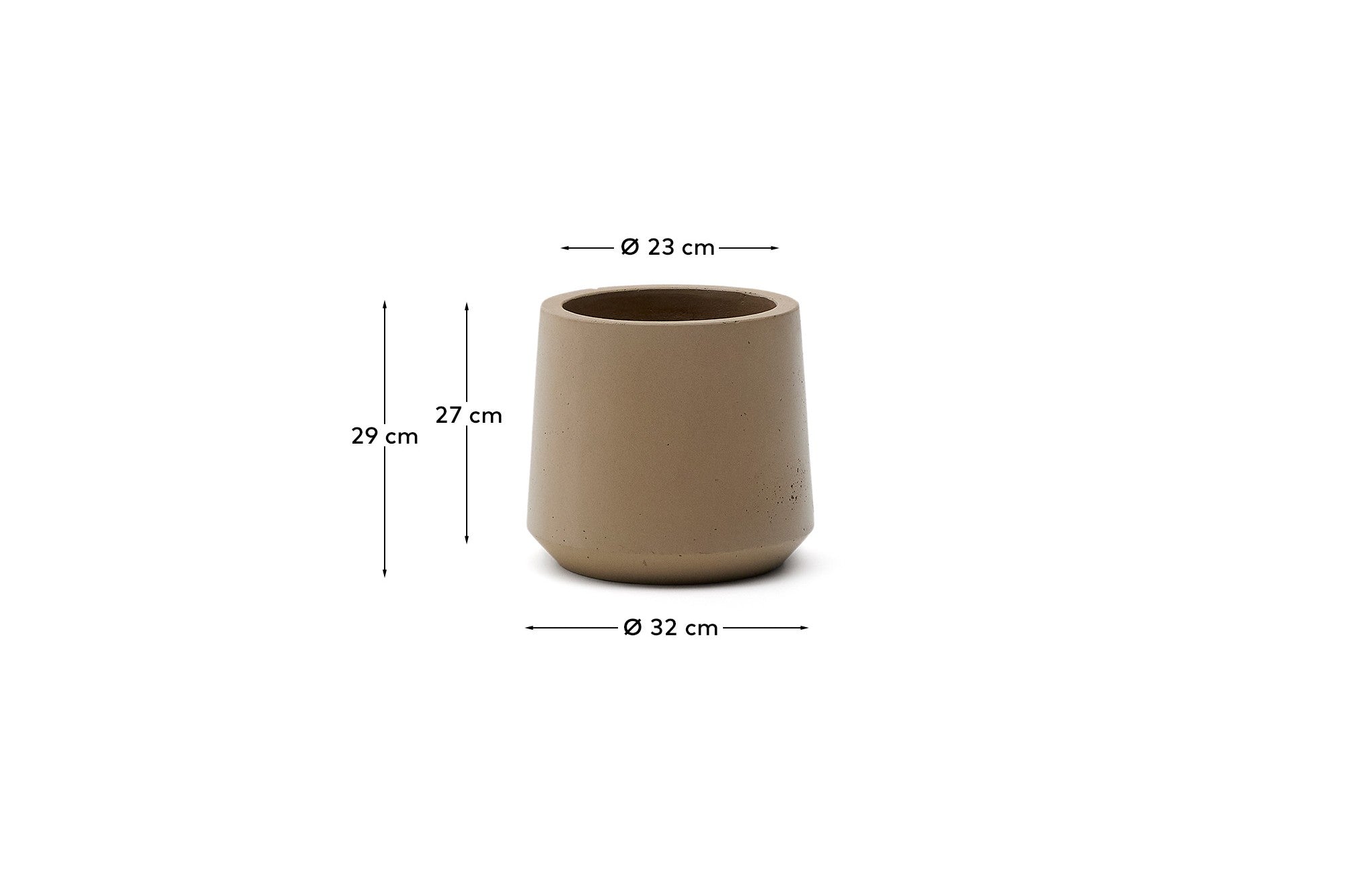 Calun beige cement planter Ø 32cm - Measurements